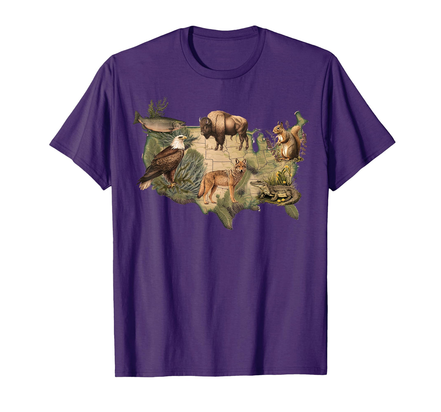 American Wildlife Map T-Shirt