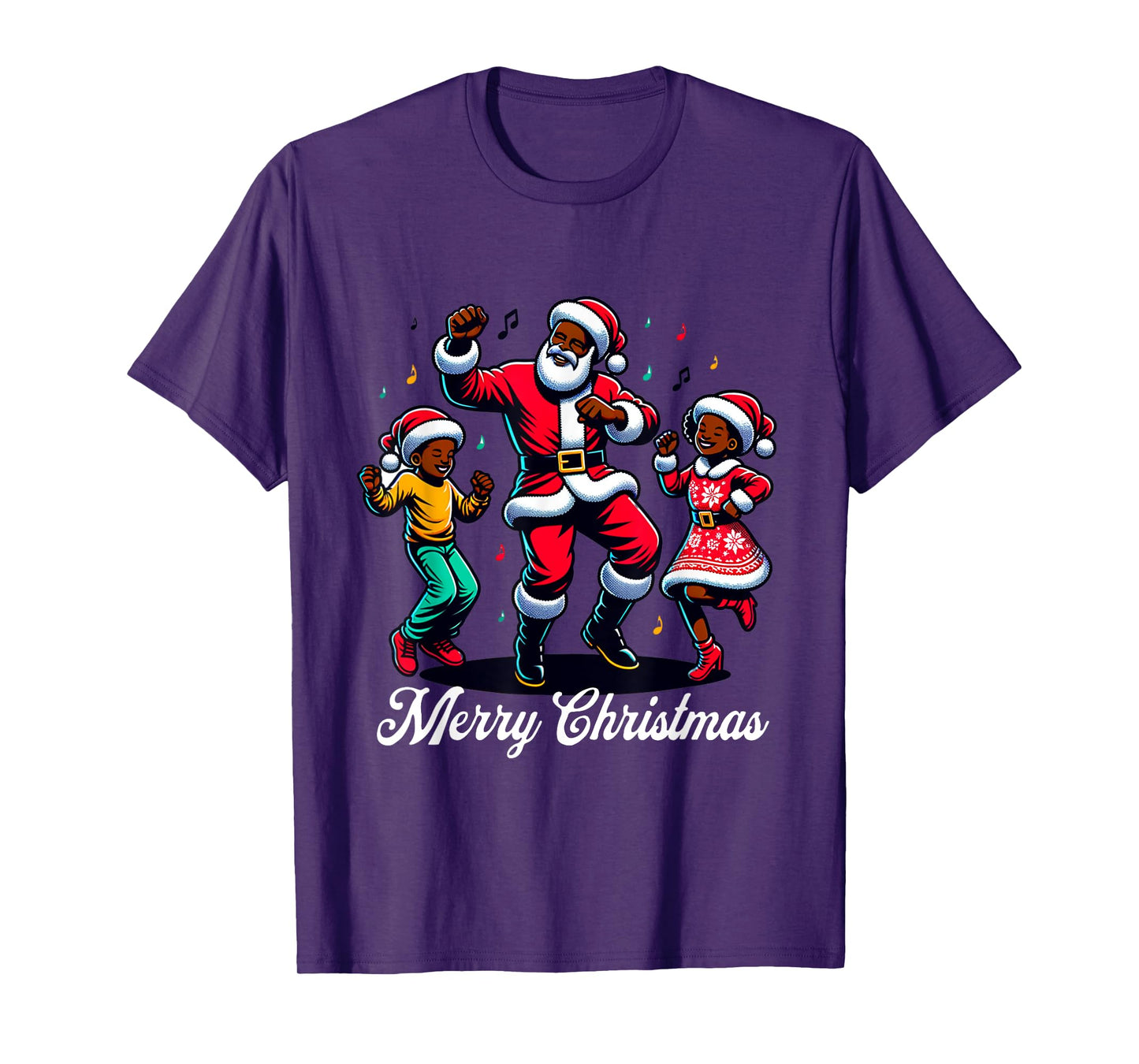 African American Christmas Family Santa Merry Christmas T-Shirt