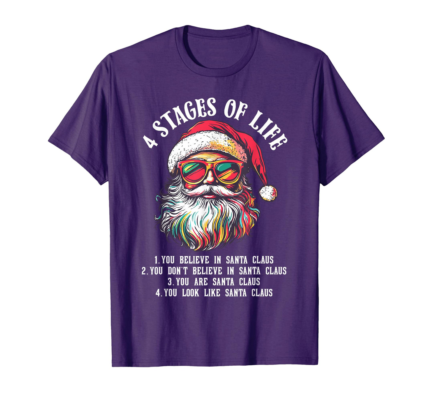 Funny Santa 4 Stages of Life Christmas T-Shirt