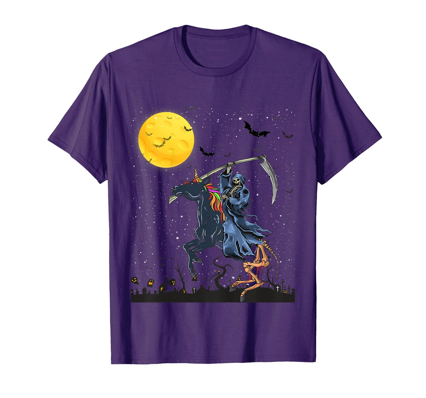 Kids Grim Reaper Death Riding Unicorn Zombiecorn Halloween T-Shirt