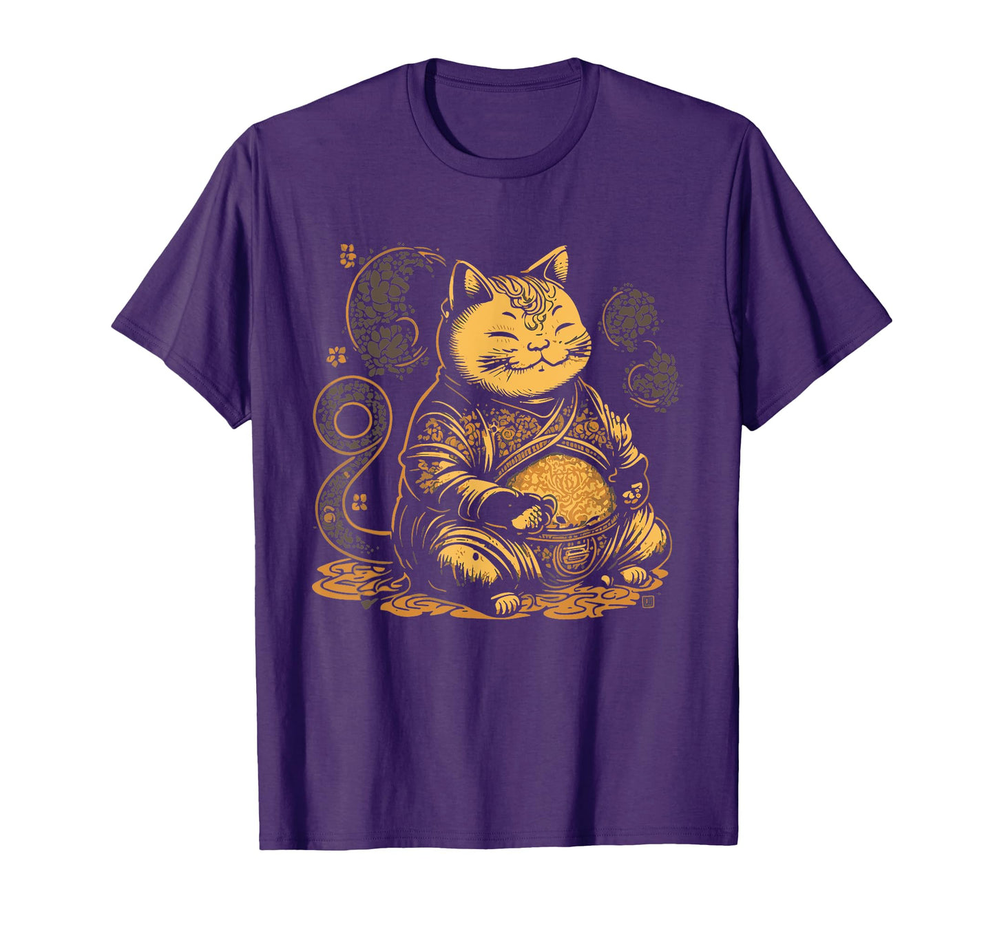 Fat Buddha Cat Mindfulness Yoga Artistic Men Women Girls Kids T-Shirt