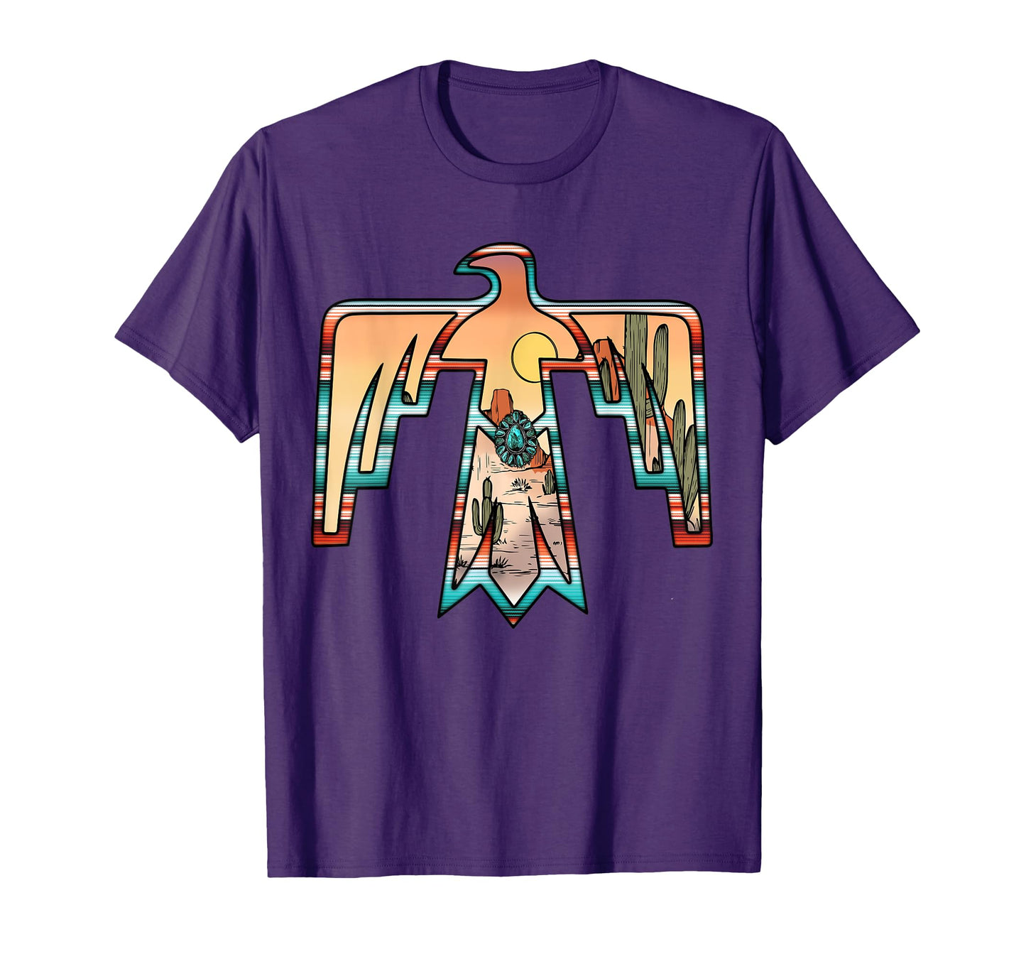 Cute western thunderbird country Aztec cactus women rodeo T-Shirt