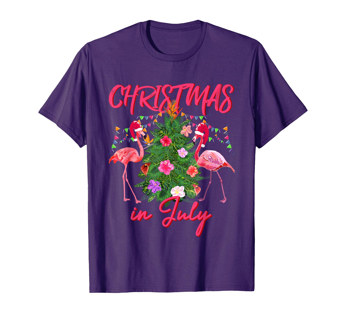 Funny Flamingo Tropical Christmas the Christmas in July T-Shirt