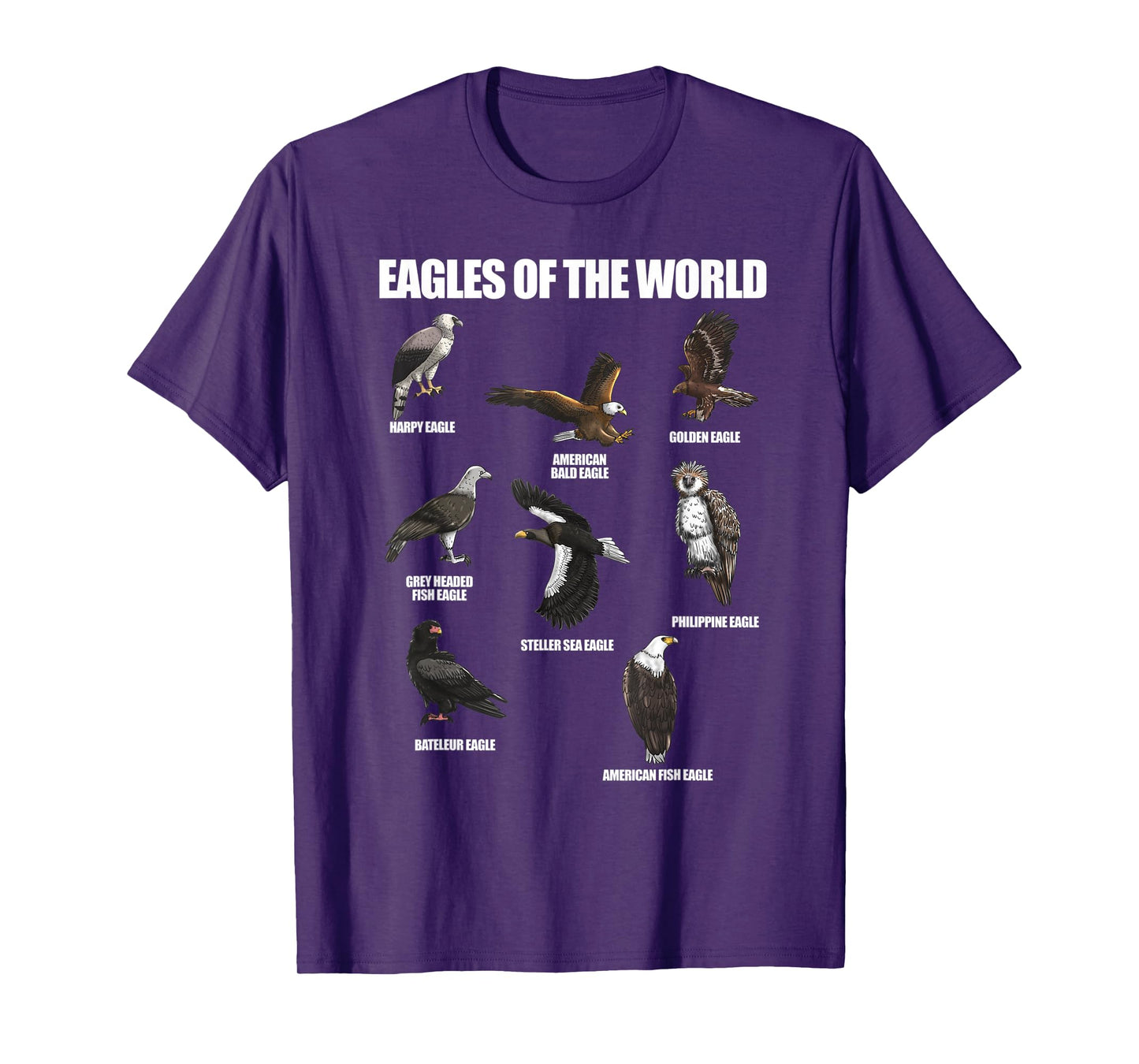 Eagles Of The World Educational Large Bird Animal T-Shirt