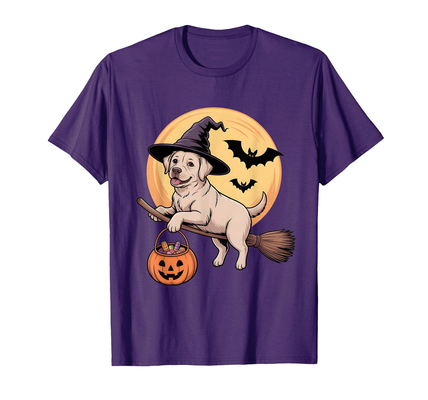 Labrador Retriever Witch Hat Pumpkin Halloween Costume Kids T-Shirt