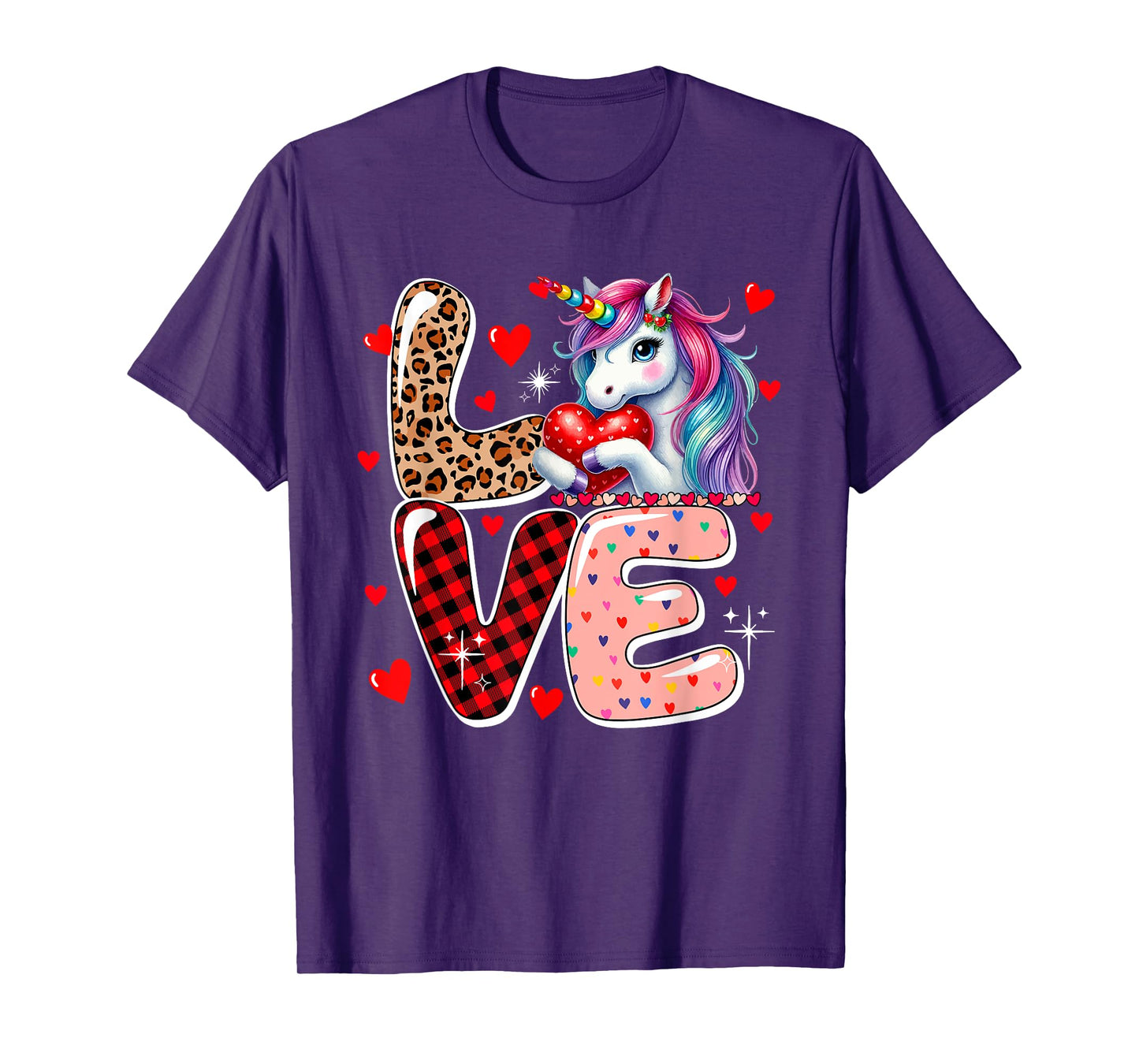 LOVE Unicorn Leopard Cute Hearts Valentine's Day Kid Toddler T-Shirt