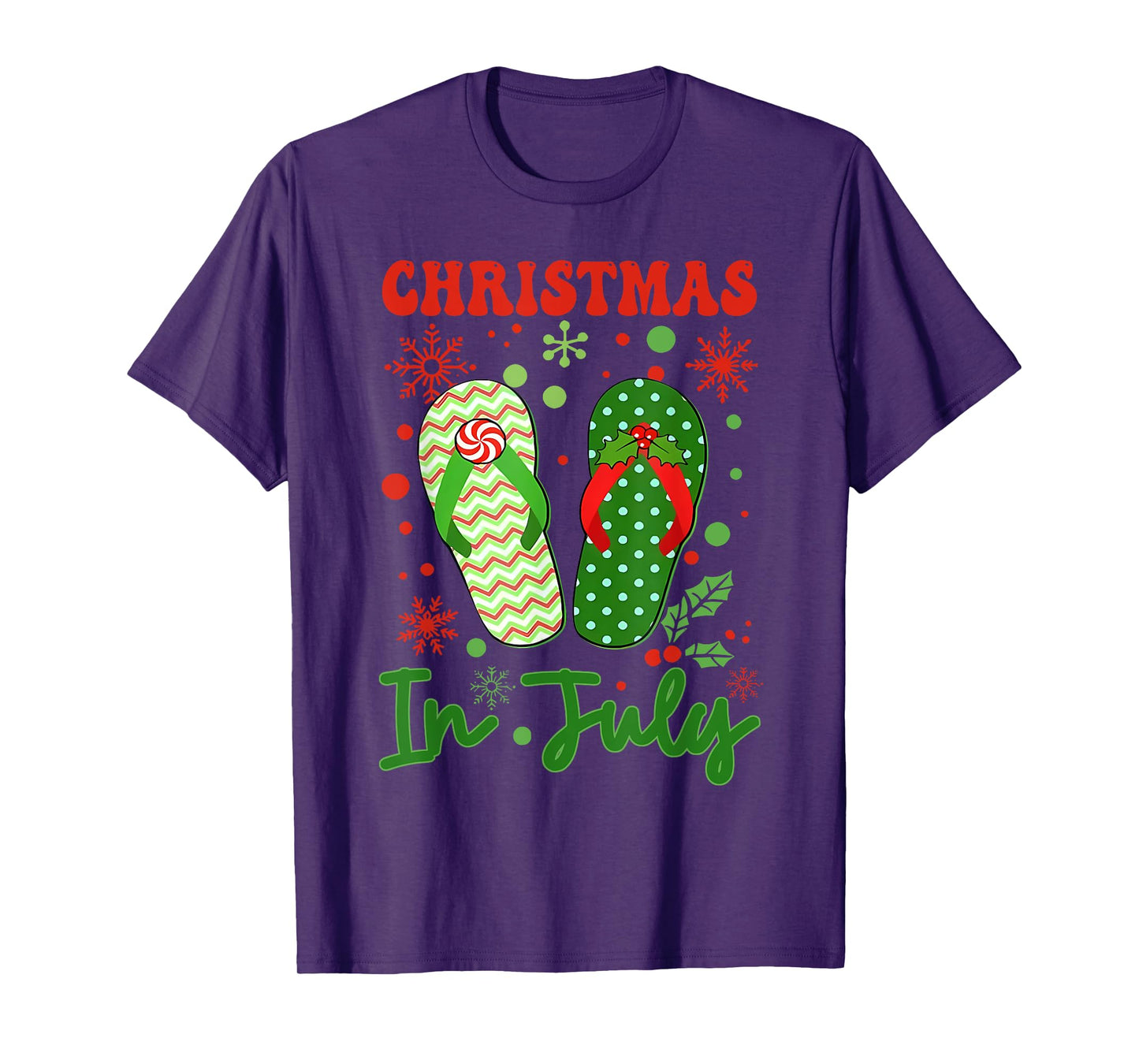 Funny Flip Flops Christmas In July Xmas Beach Vacation T-Shirt