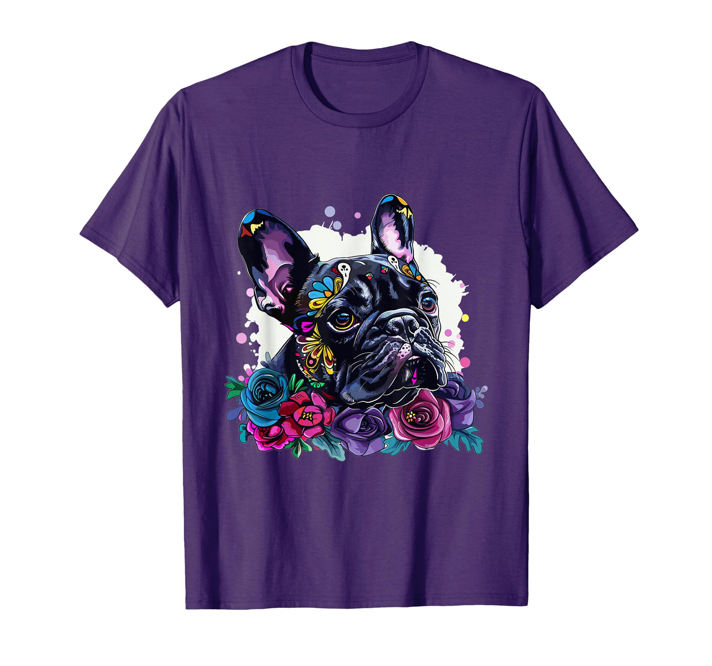 French Bulldog Sugar Skull Dia De Los Muertos Graphic T-Shirt