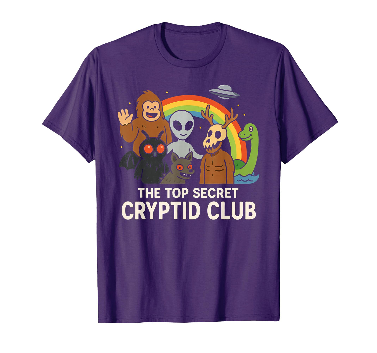 Top Secret Cryptid Club With Mothman Wendigo Nessie Bigfoot T-Shirt