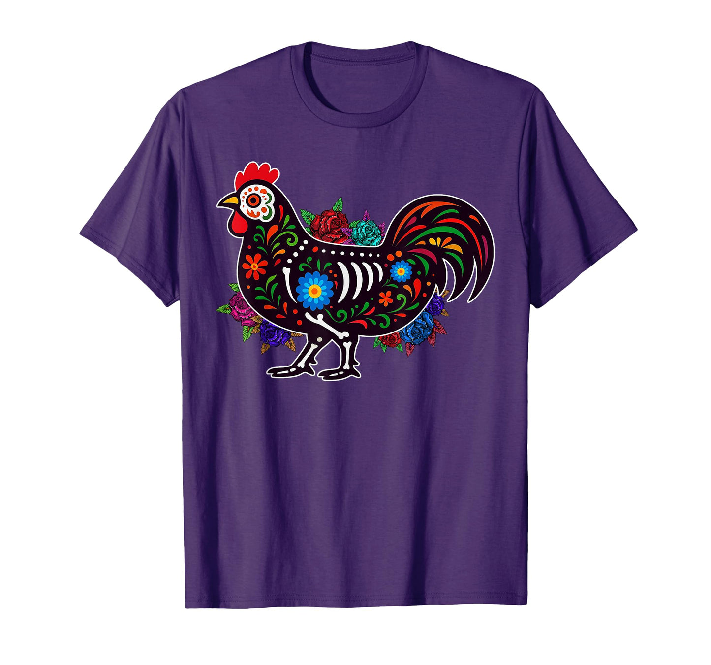 Sugar Skull Chicken Dia de Muertos Halloween Day of The Dead T-Shirt