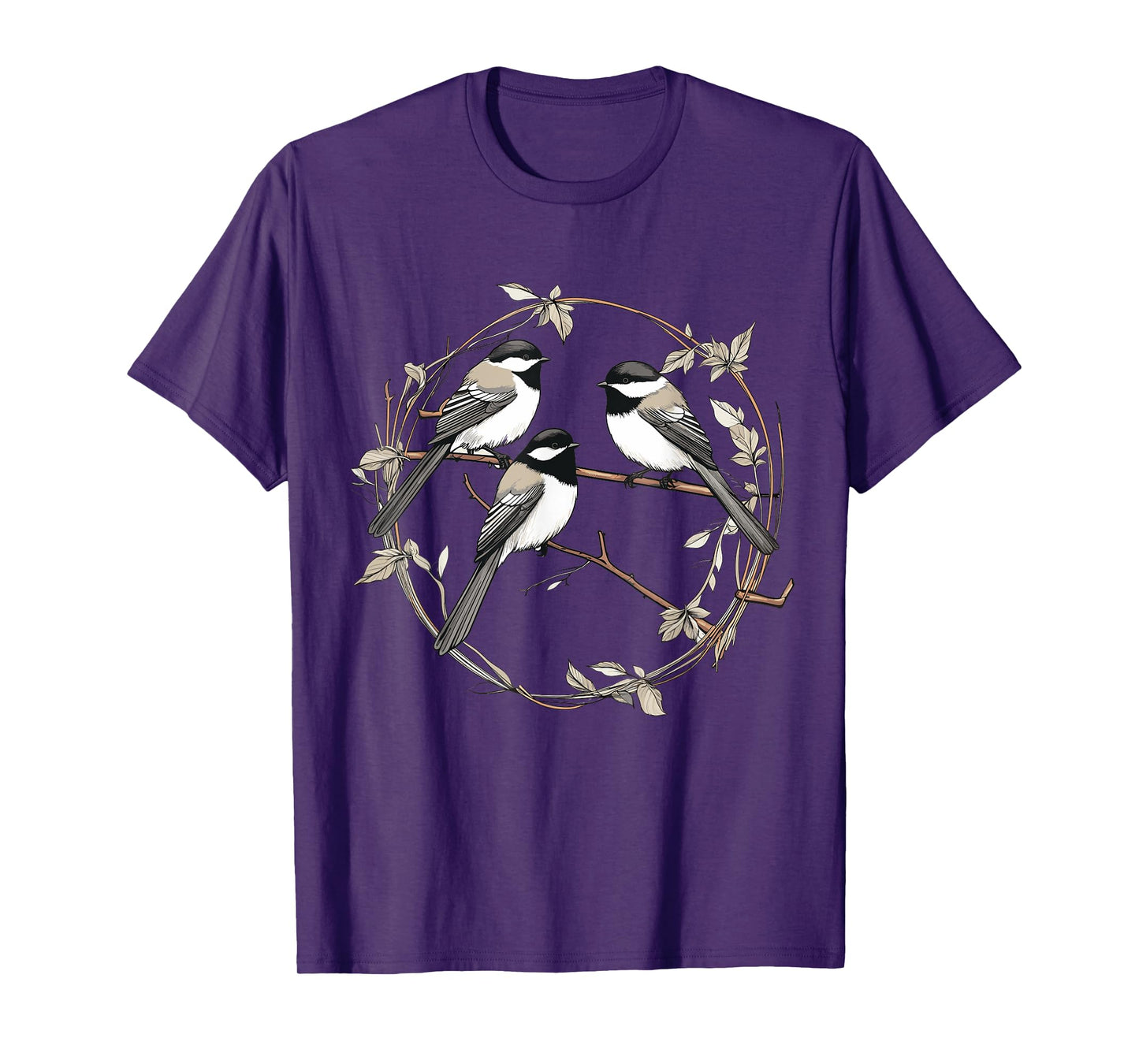 Black capped Chickadee Geometric Patten Art,Cute Bird Lover T-Shirt