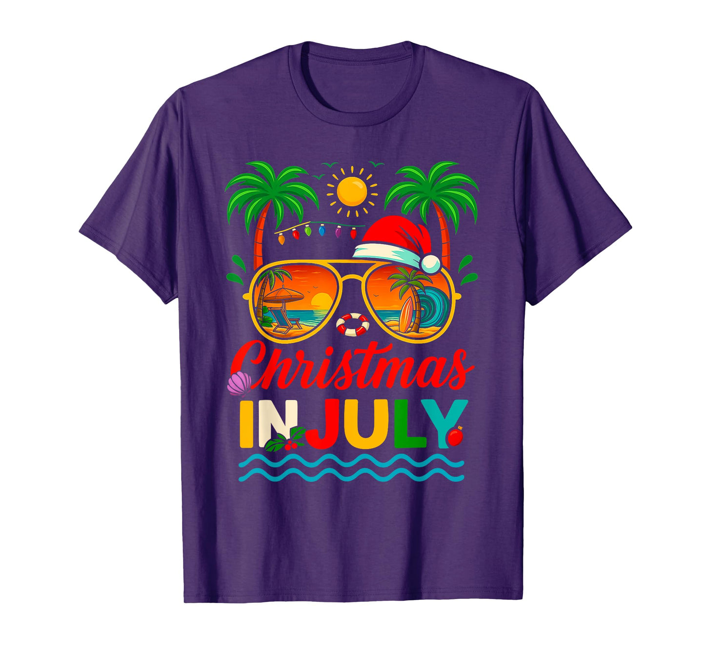Santa Claus Sunglasses Beach Christmas in July Men Women Kid T-Shirt