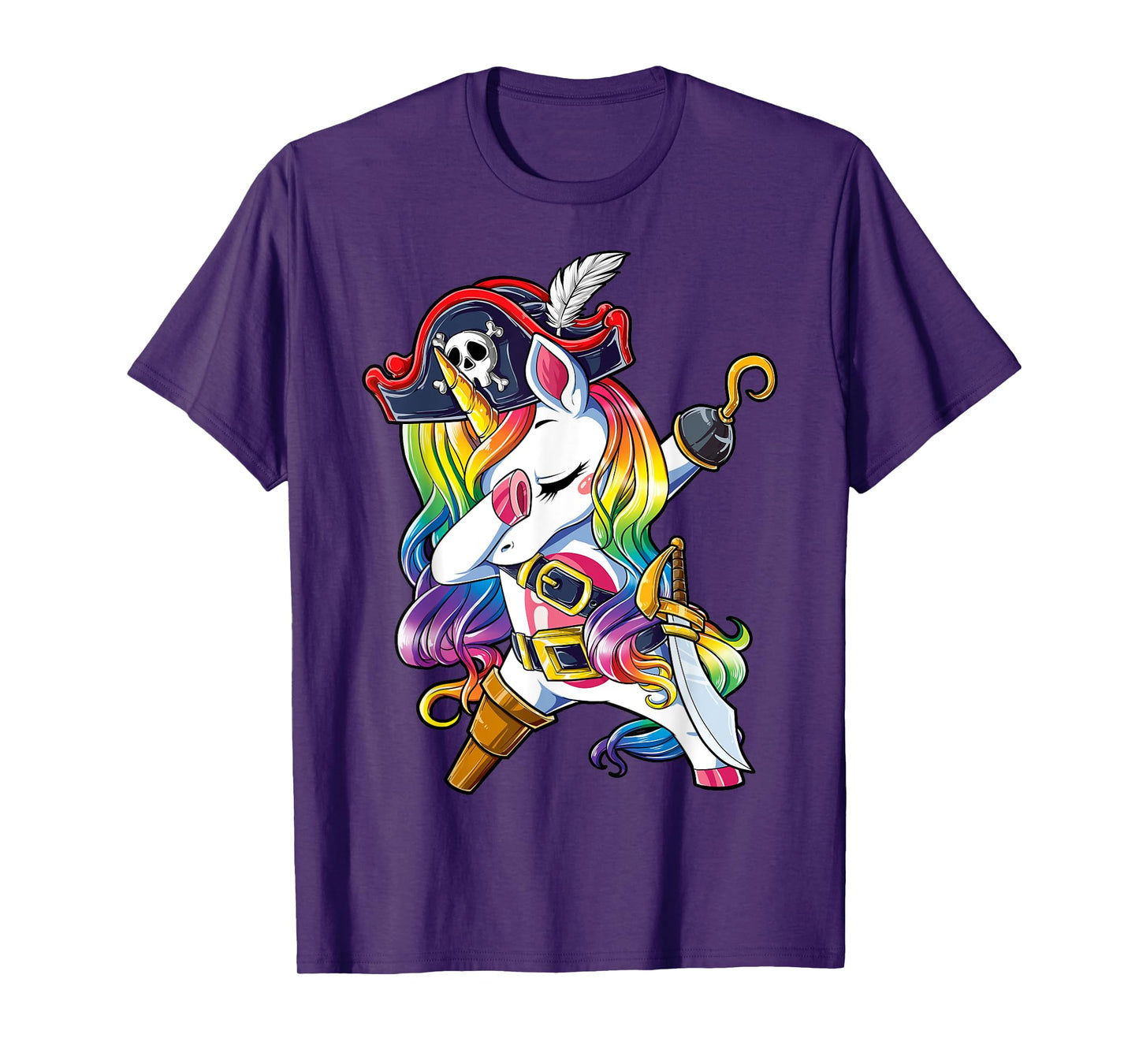 Dabbing Unicorn Pirate Jolly Roger Costume Kids Girls Boys T-Shirt