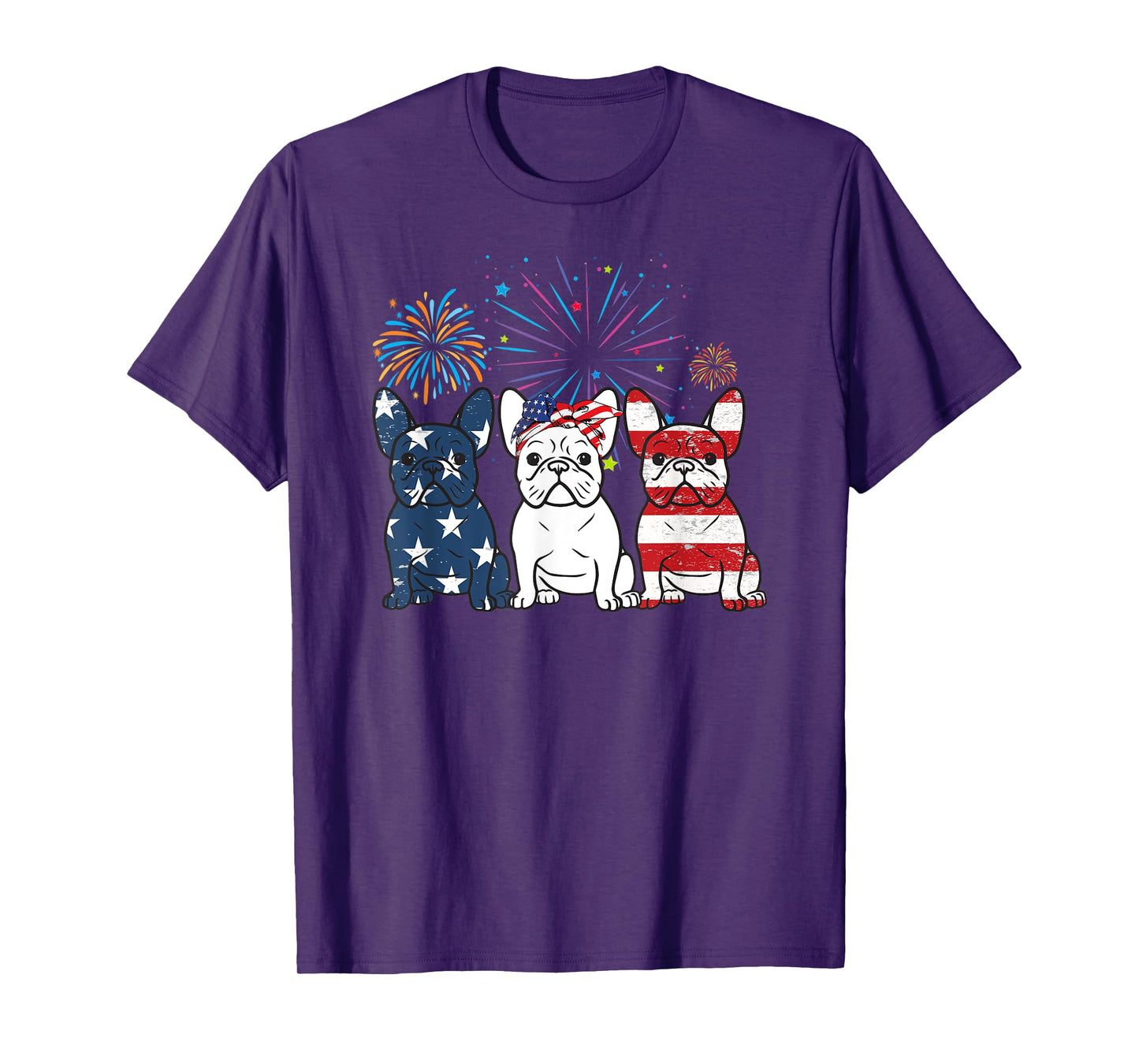 French Bulldog American Flag 4th Of July Independence Day Women Kids Men T-Shirt
