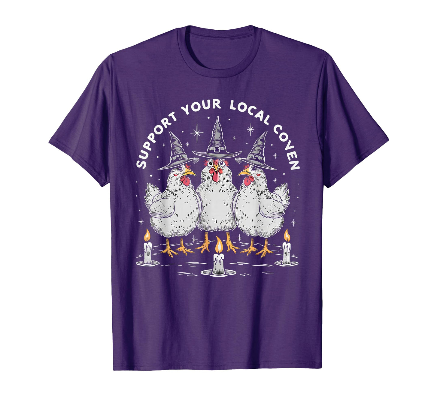 Support Your Local Coven Funny Farm Witch Chicken Halloween T-Shirt