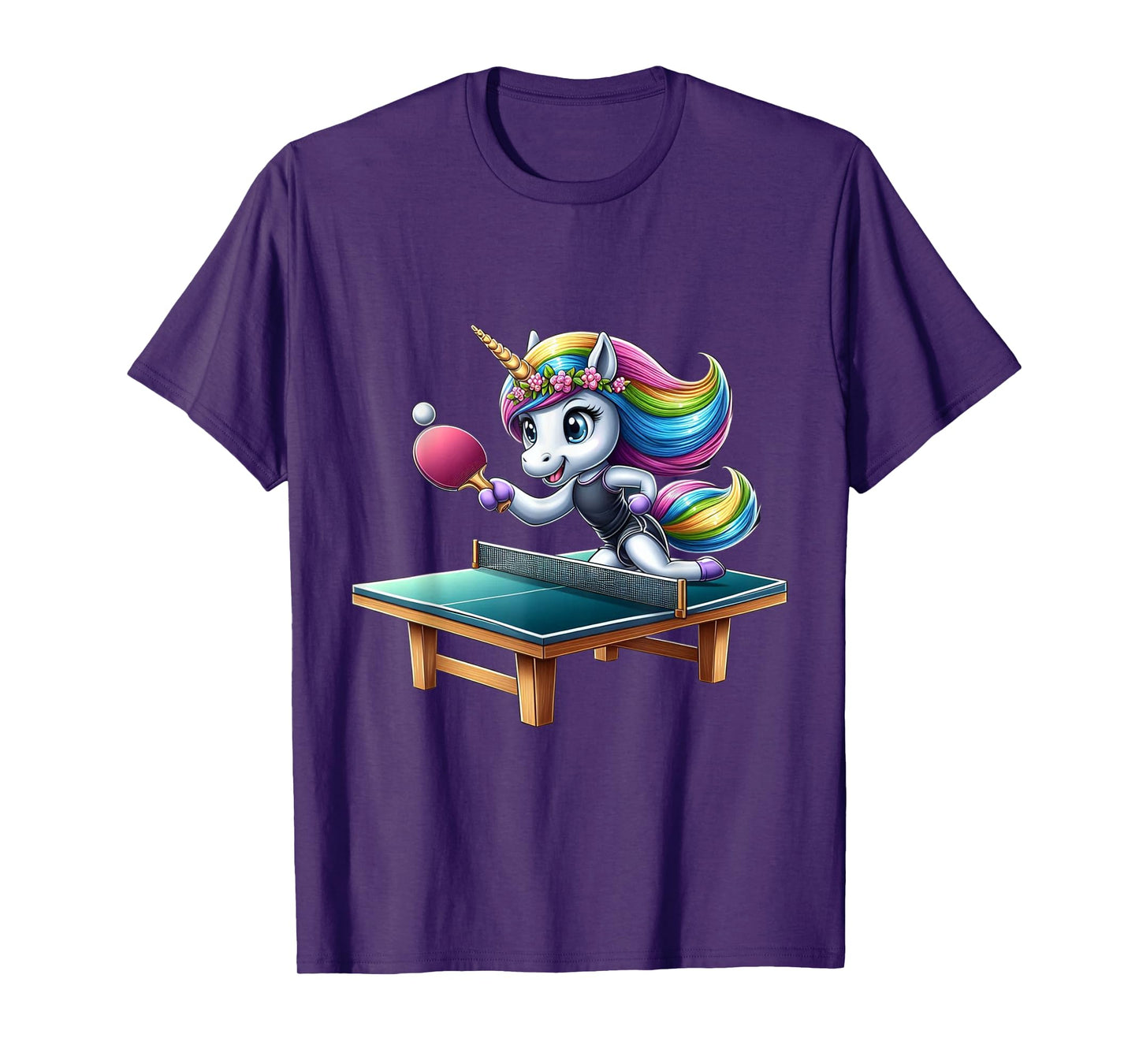 Unicorn Table Tennis Ping Pong Boys Girls Women Kids Teens T-Shirt