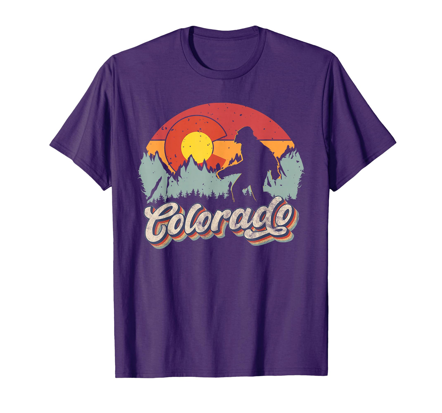 Colorado Mountain Hiking Bigfoot Camping Retro 80s Sasquatch T-Shirt