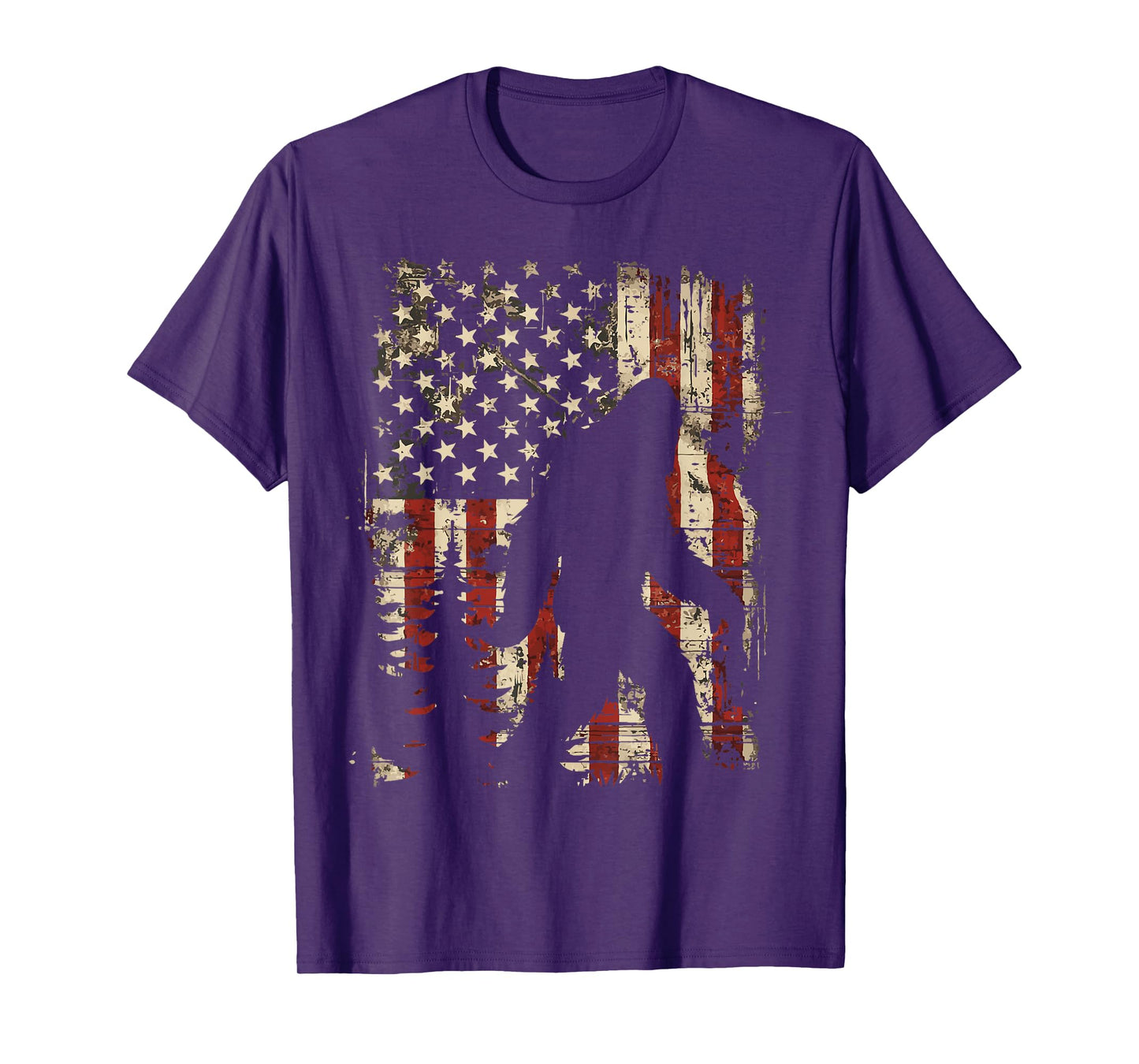 Bigfoot Sasquatch America Flag Patriotic Men Women Kids T-Shirt