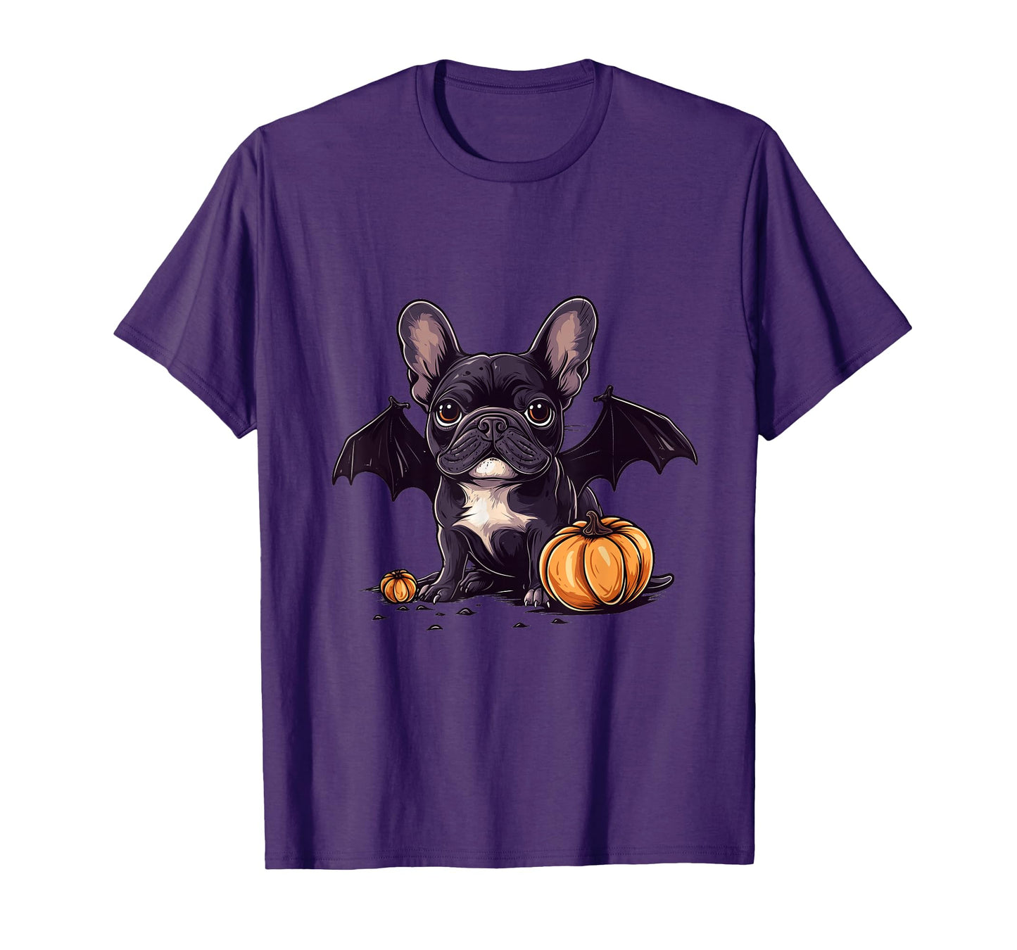 Cute Halloween French Bulldog Bat Wings Pumpkin Spooky Dog T-Shirt