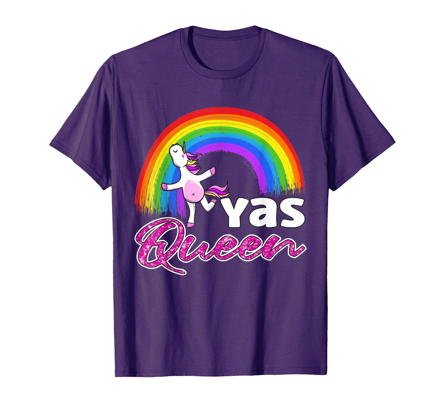 Yas Queen drag queen rainbow unicorn LGBTQ T-Shirt