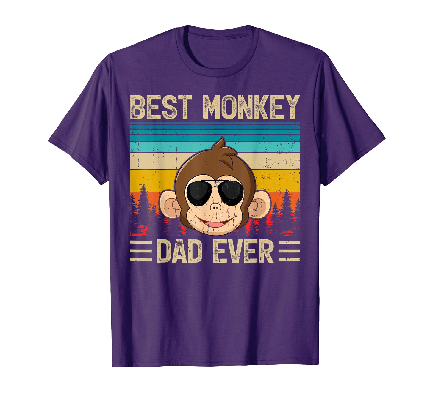 Mens Monkey Vintage Funny Best Monkey Dad Ever Father's Day T-Shirt
