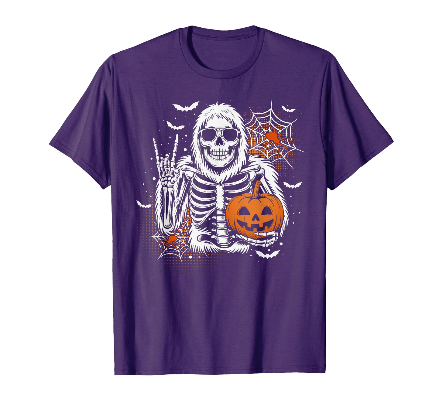 Skeleton Bigfoot Jack-O-Lantern Spooky Halloween Boys Mens T-Shirt