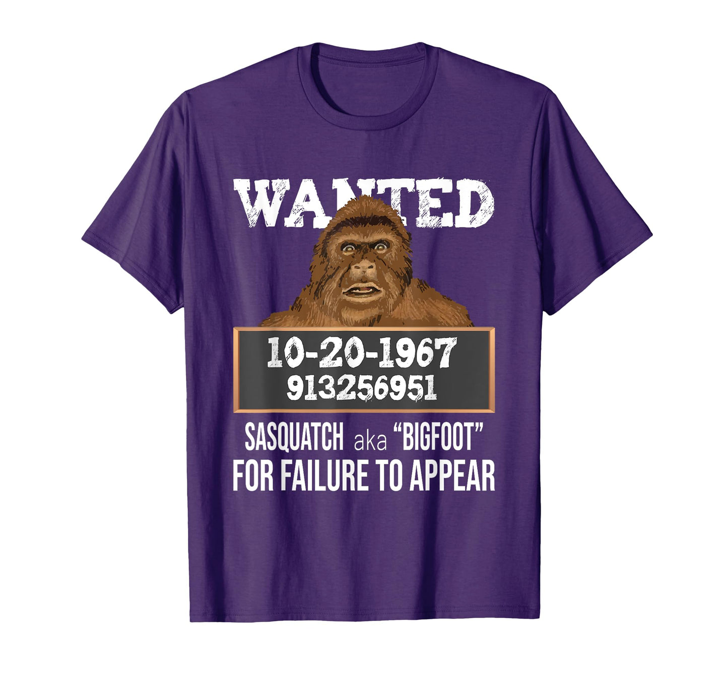 Nerdy Sasquatch Gifts Wanted Sasquatch aka Bigfoot - Funny Sasquatch T-Shirt, Black, Small