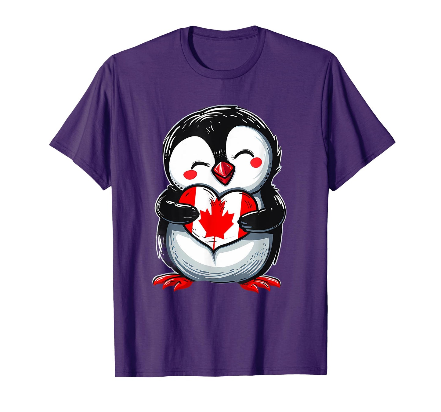 Canadian Pride Heart Penguin Canada Maple Leaf Canada Flag T-Shirt