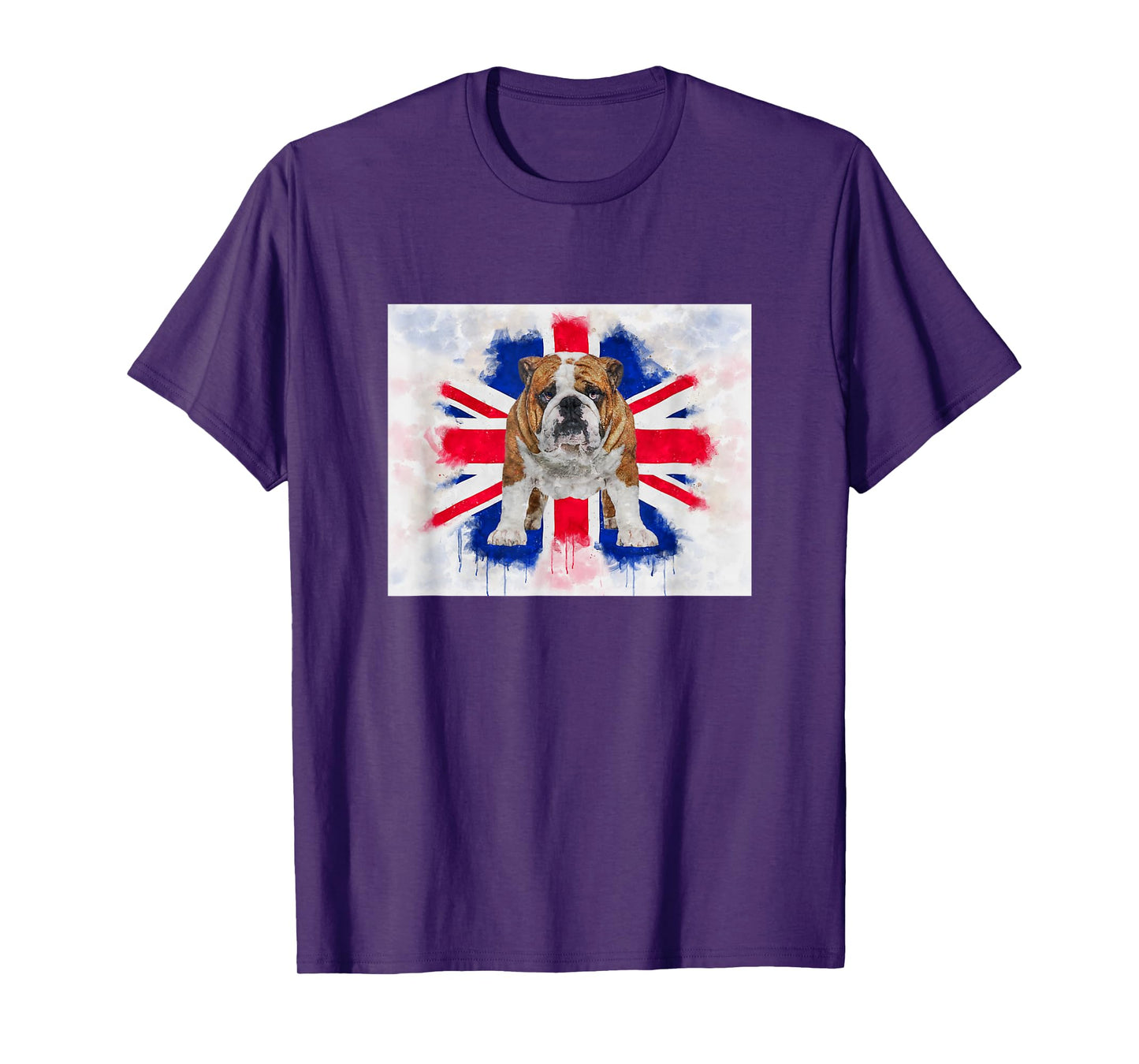 British Bulldog on Dripping Painted Union Jack Flag English T-Shirt