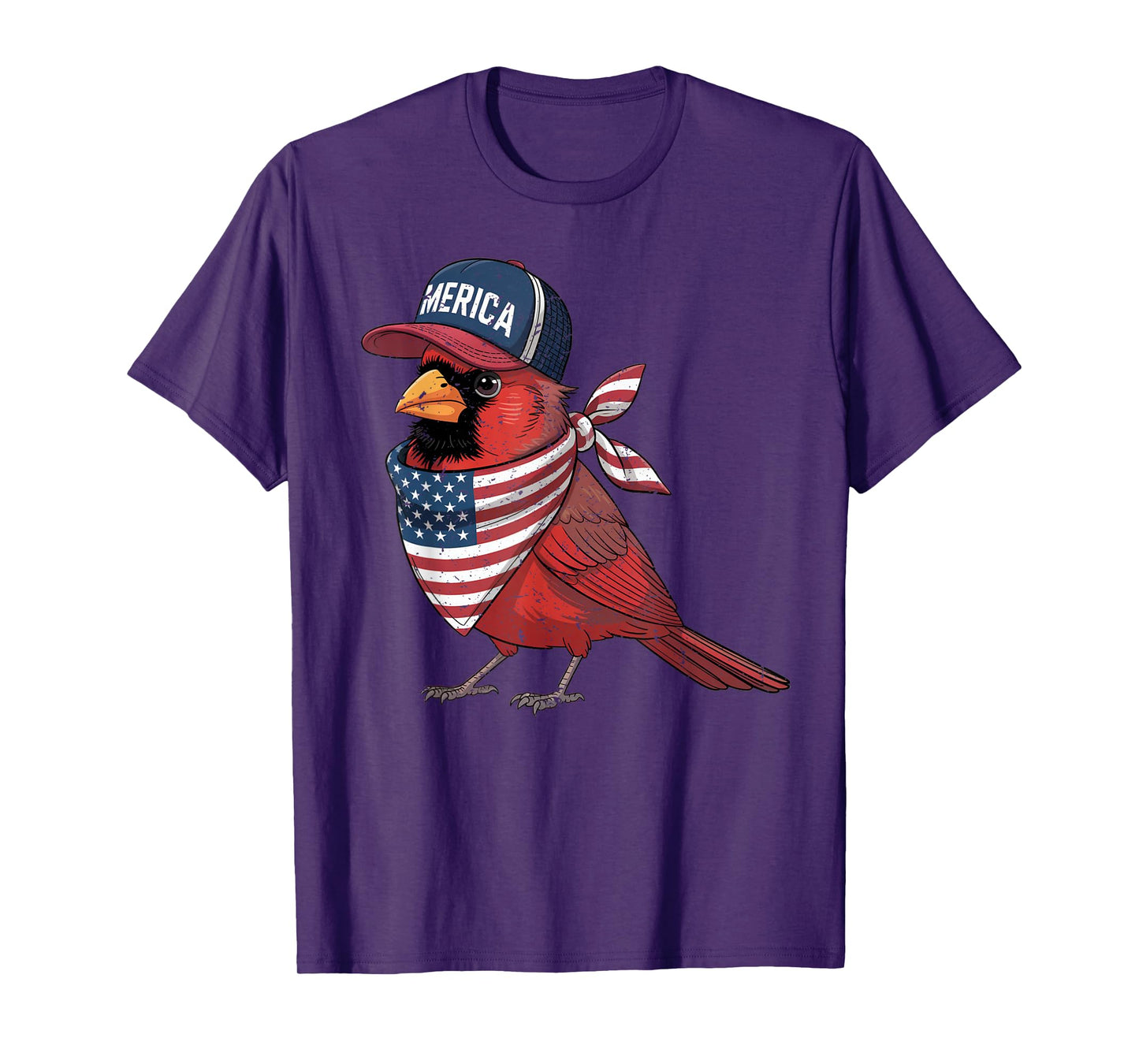Cardinal Bird 4th of July US American Flag Patriotic T-Shirt