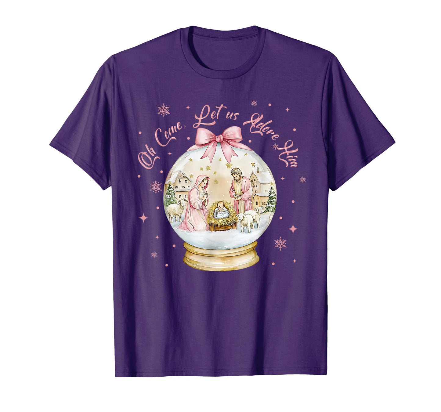 O Come Let Us Adore Him Christmas Christian Jesus Holiday T-Shirt