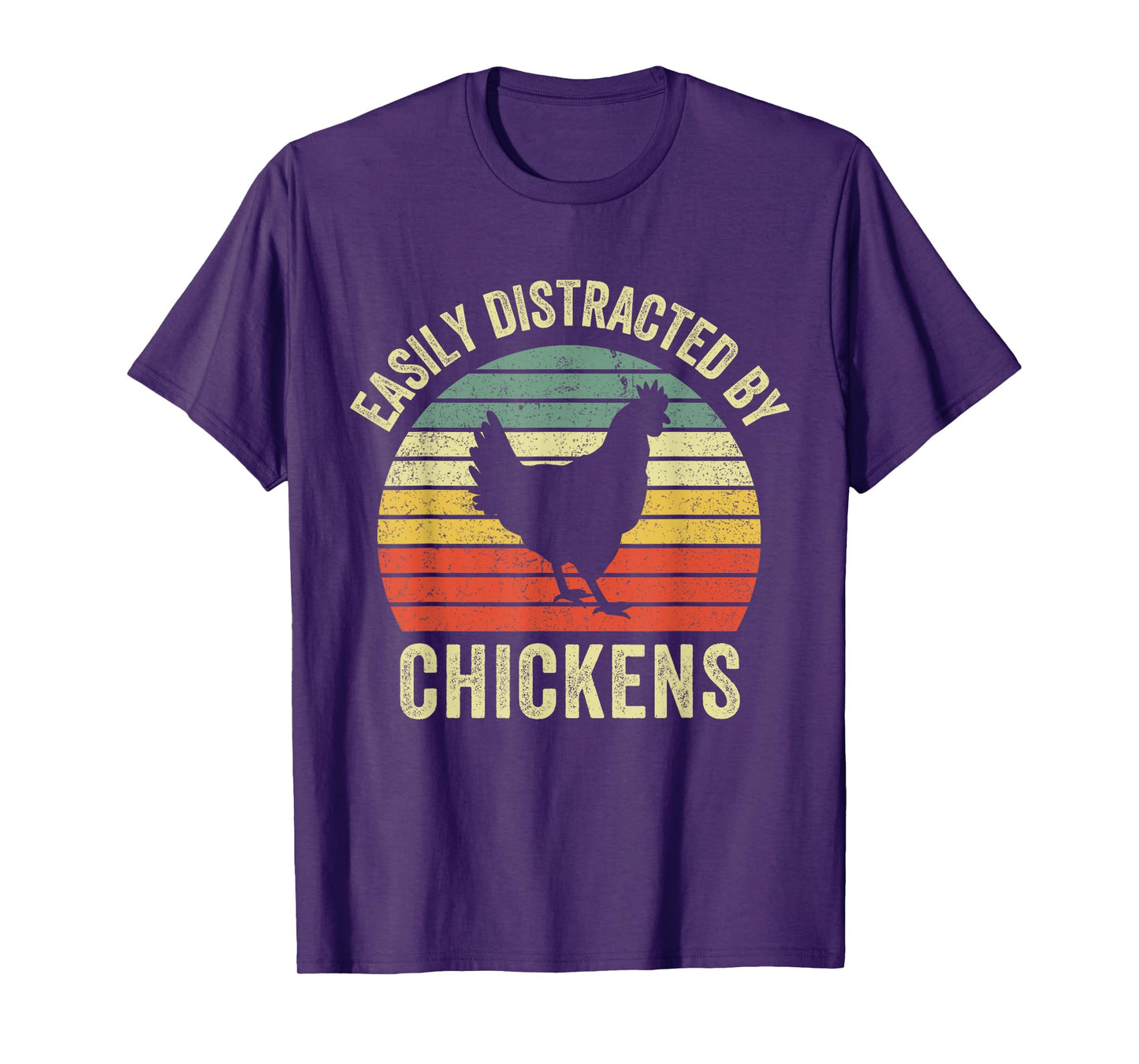 Easily Distracted By Chickens Funny Vintage Chicken Farm T-Shirt