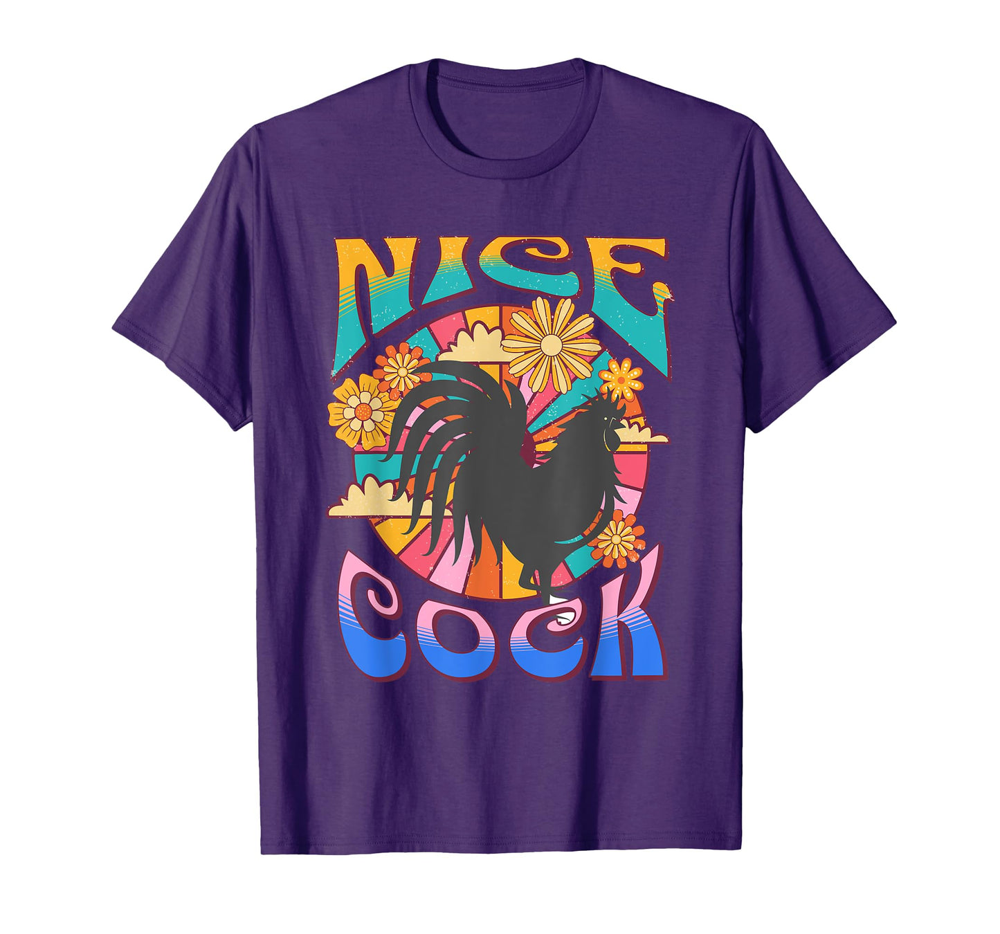NICE COCK Black Light Funny Hippie Peace Love Retro Vintage T-Shirt