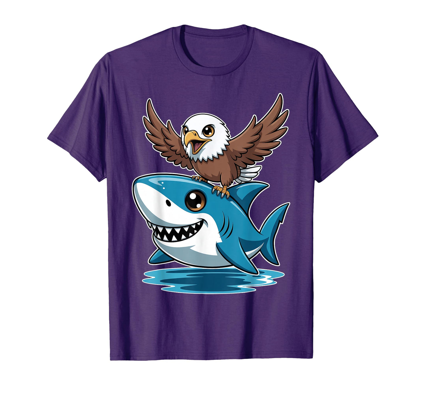 Cute Shark with Bald Eagle T-Shirt