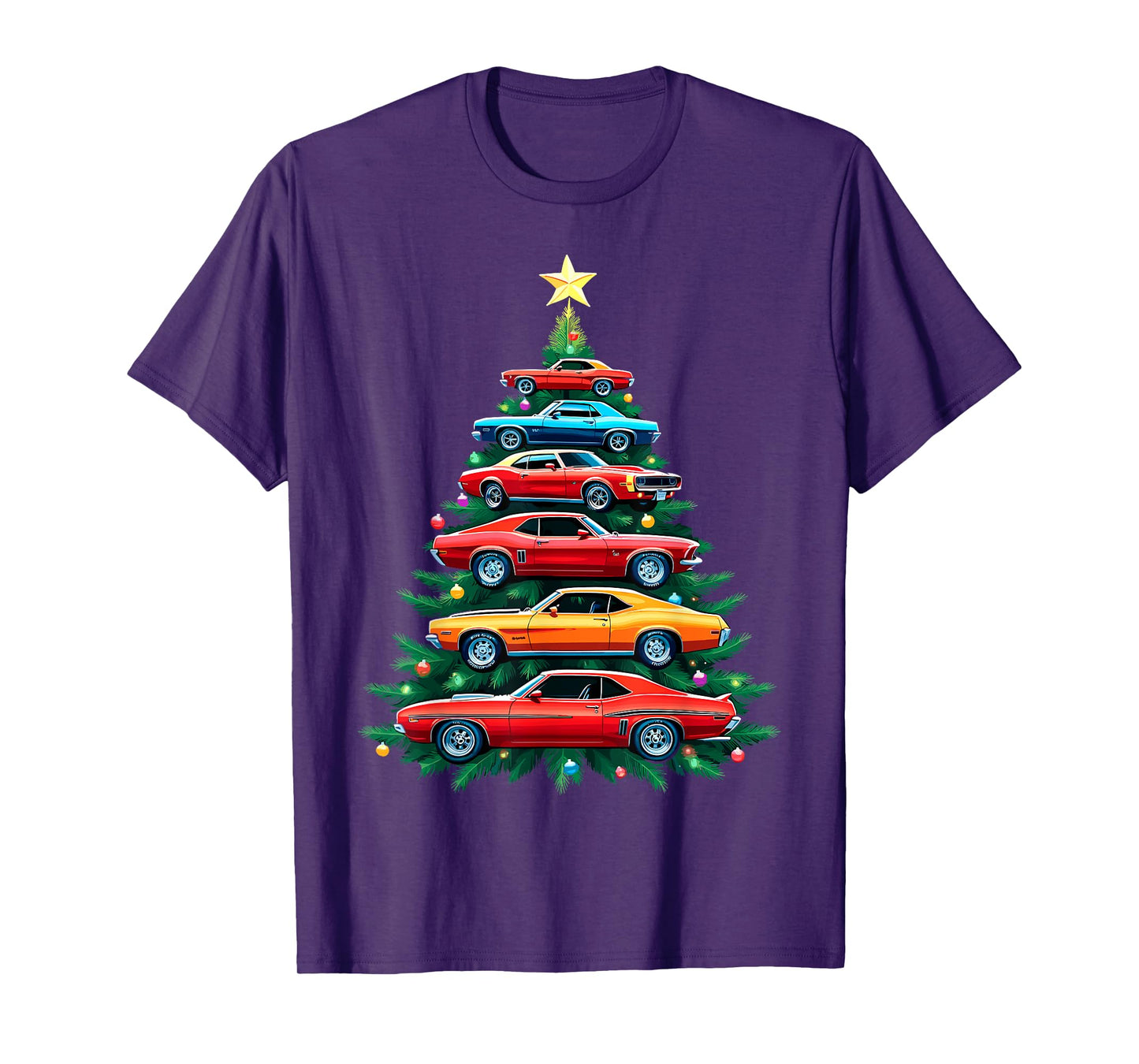 Vintage Retro Car Christmas Tree Xmas Holidays New Year T-Shirt
