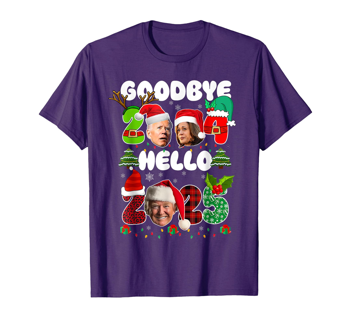 Funny Goodbye 2024 Hello 2025 TRUMP Christmas New Year's Eve T-Shirt