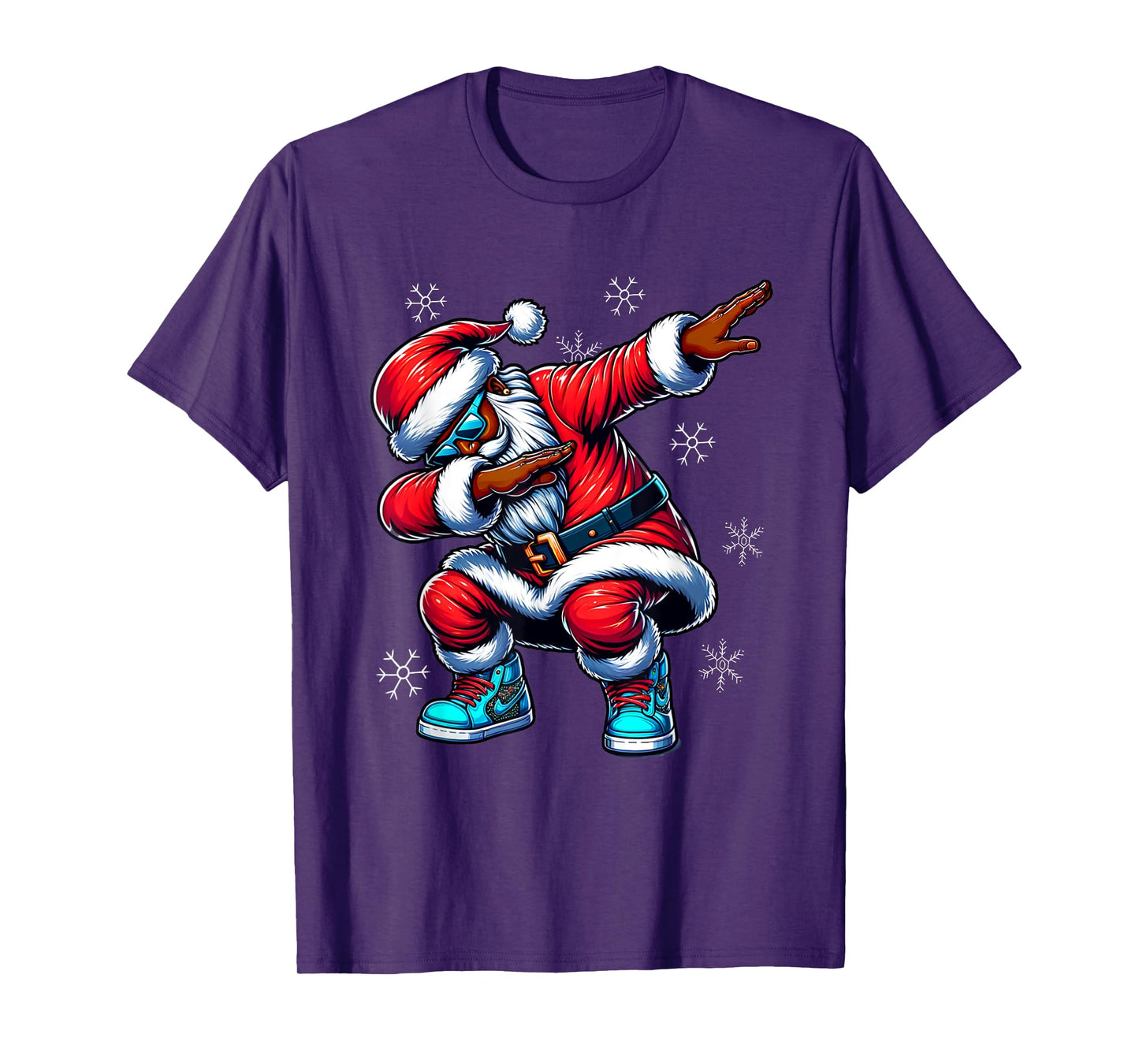African American Christmas Dabbing Afro Santa Claus PJ T-Shirt