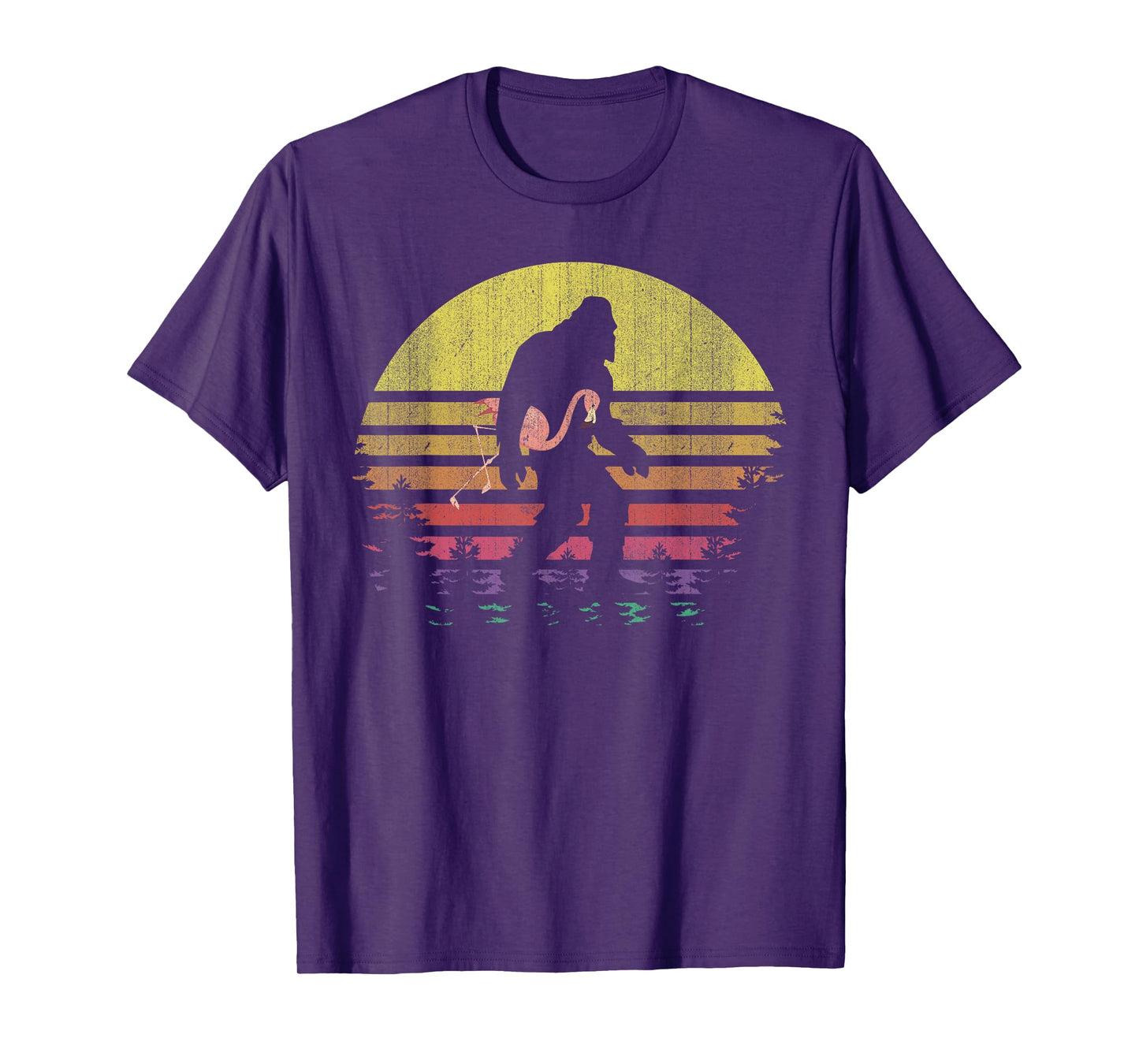 Bigfoot Flamingo Yeti Sasquatch Vintage Sunset T-Shirt