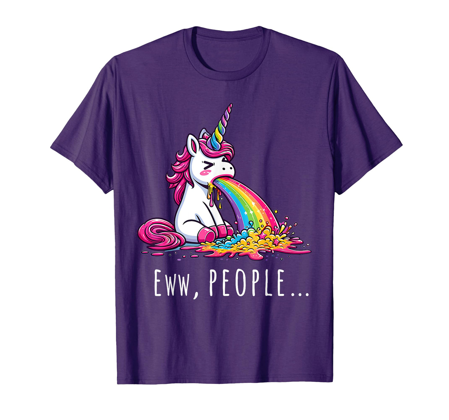 Eww People Cute Funny Unicorn Vomiting T-Shirt