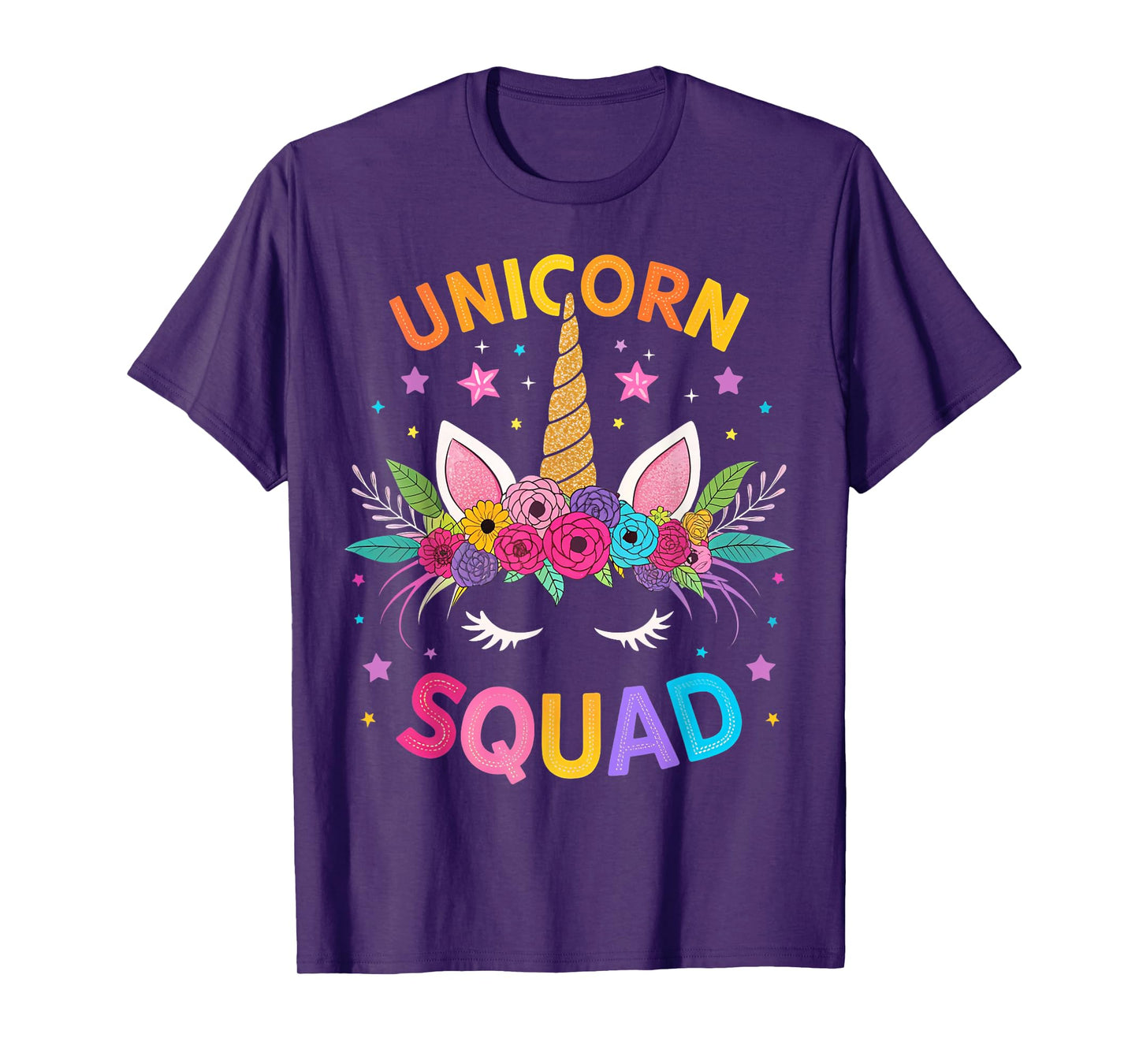 Unicorn Squad Floral Unicorn Birthday Girls Kids Magical T-Shirt