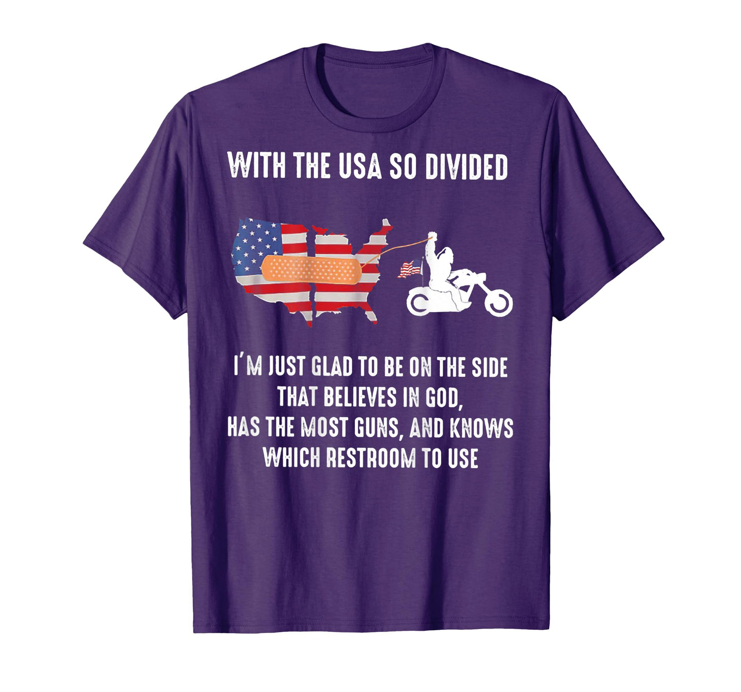 Bigfoot Biker With The USA So Divided (on back) T-Shirt