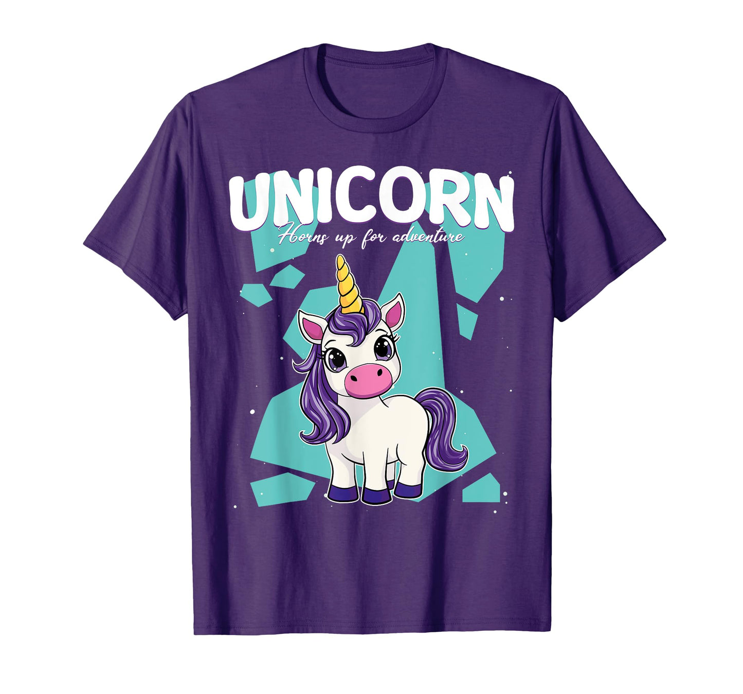 Unicorn Horns Up For Adventure Unicorn T-Shirt