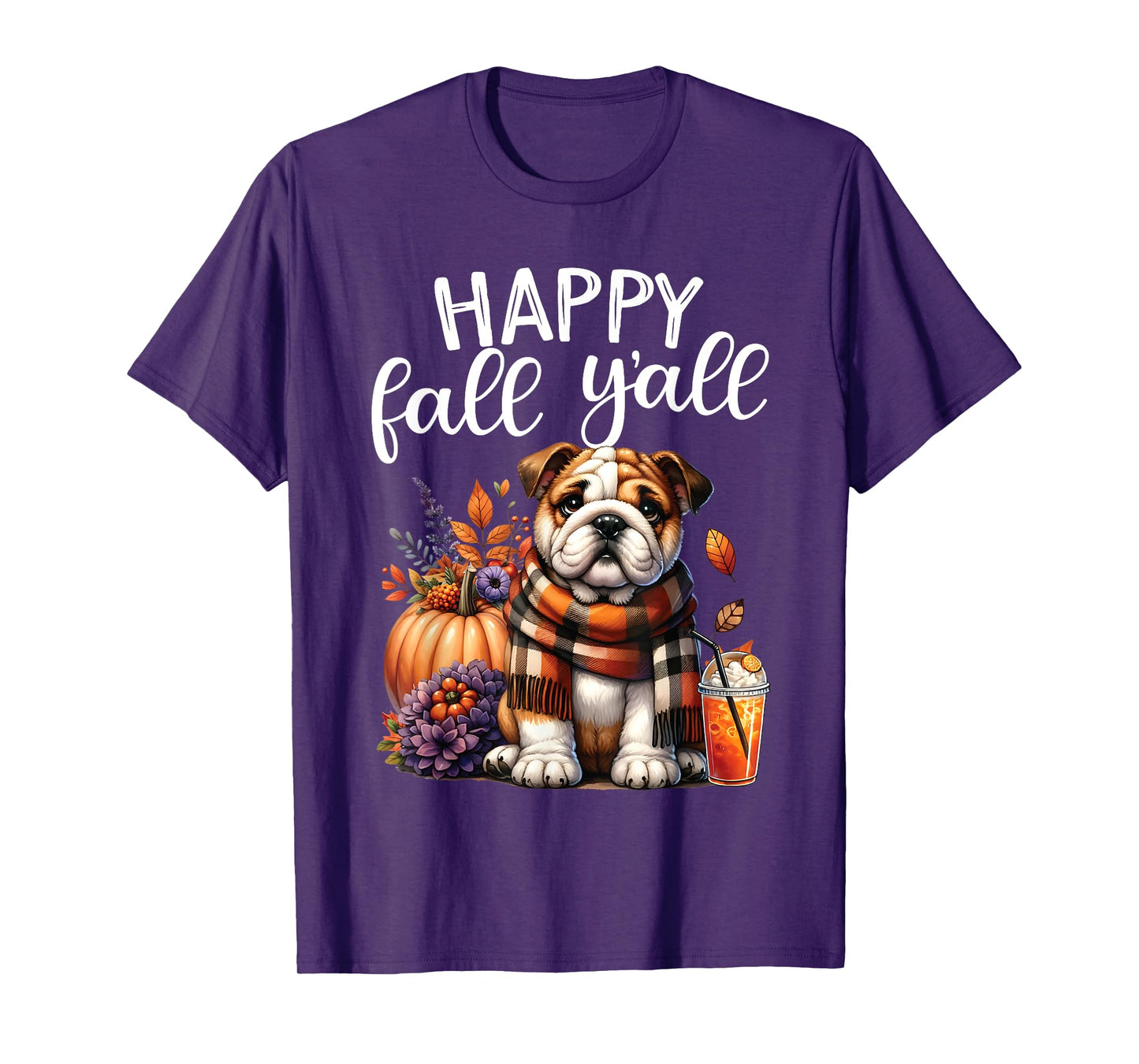 Thankful Grateful Blessed English Bulldog Fall Y'all Autumn T-Shirt