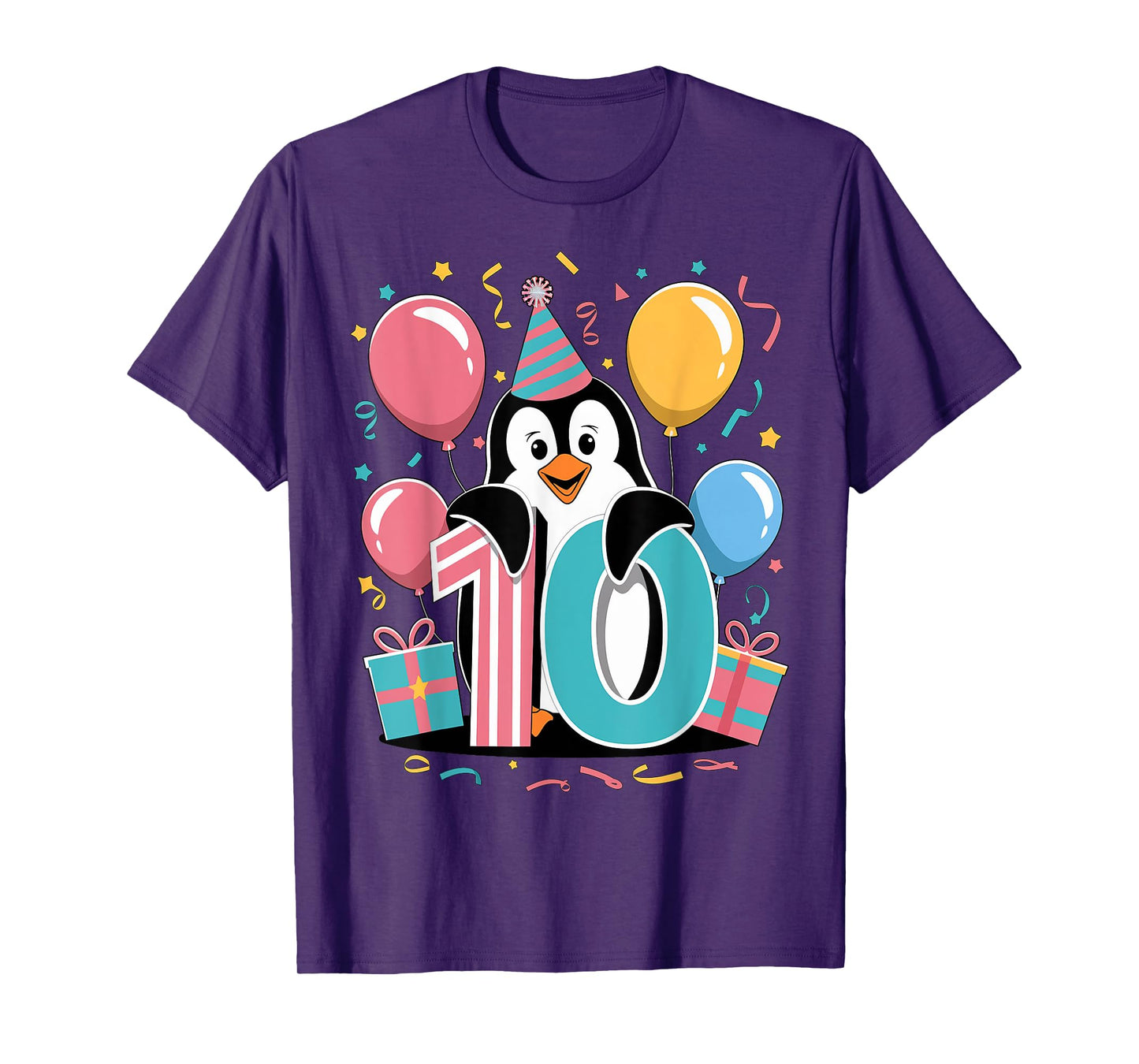 Penguin 10th birthday boy girl 10 years old tenth Penguin T-Shirt