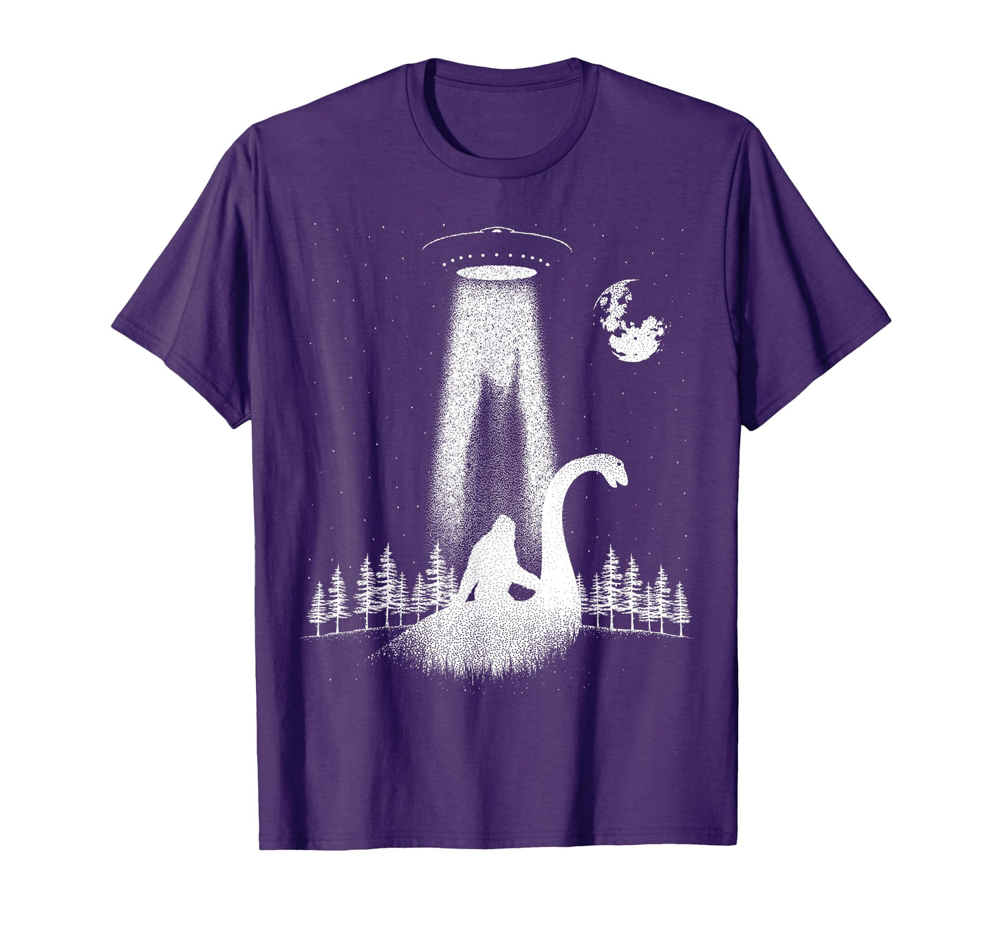 Bigfoot Riding Loch Ness Monster Nessie Funny Sasquatch Ufo T-Shirt