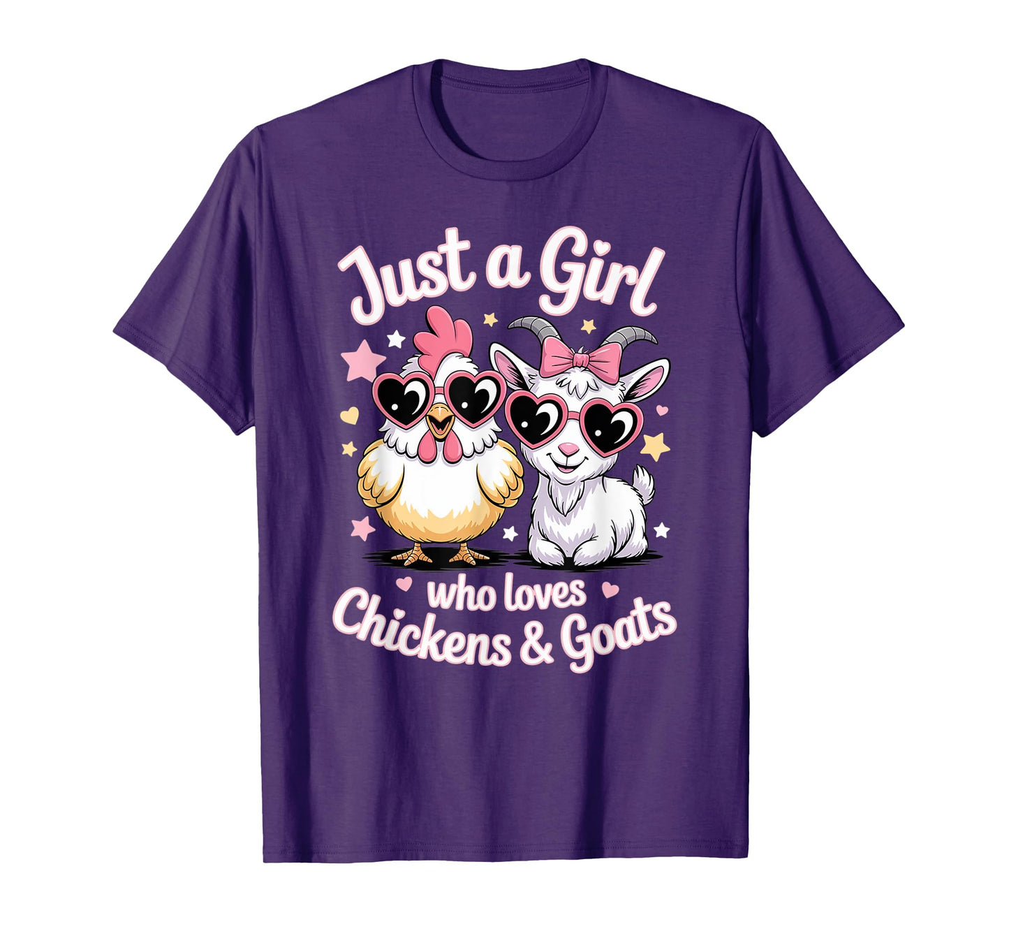 Cute Just A Girl Who Loves Chickens and Goats Farming Farmer T-Shirt
