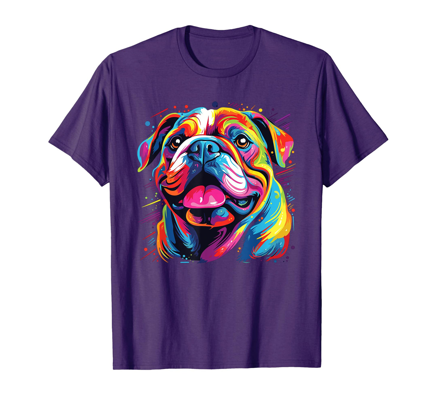 Watercolor Colorful Bulldog Dogs T-Shirt for Men Women Kids