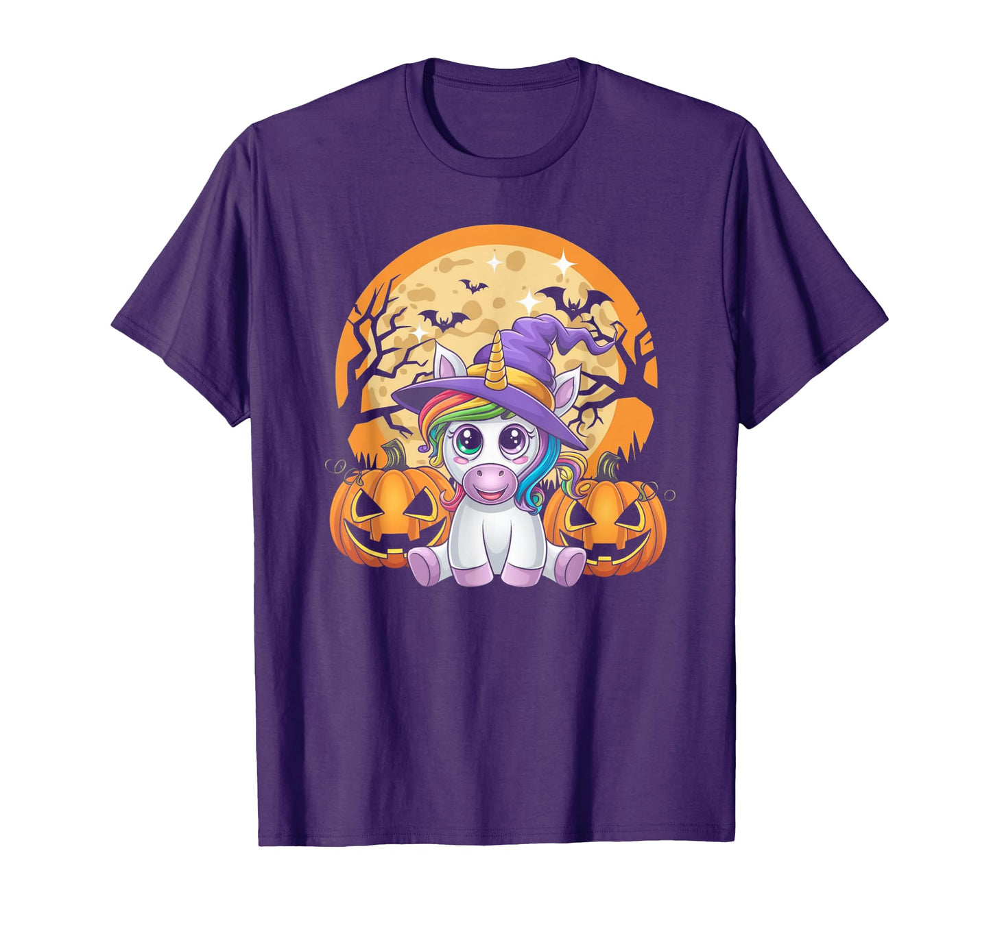 Cute Unicorn with Pumpkins Halloween 2024 for Girls & Women T-Shirt