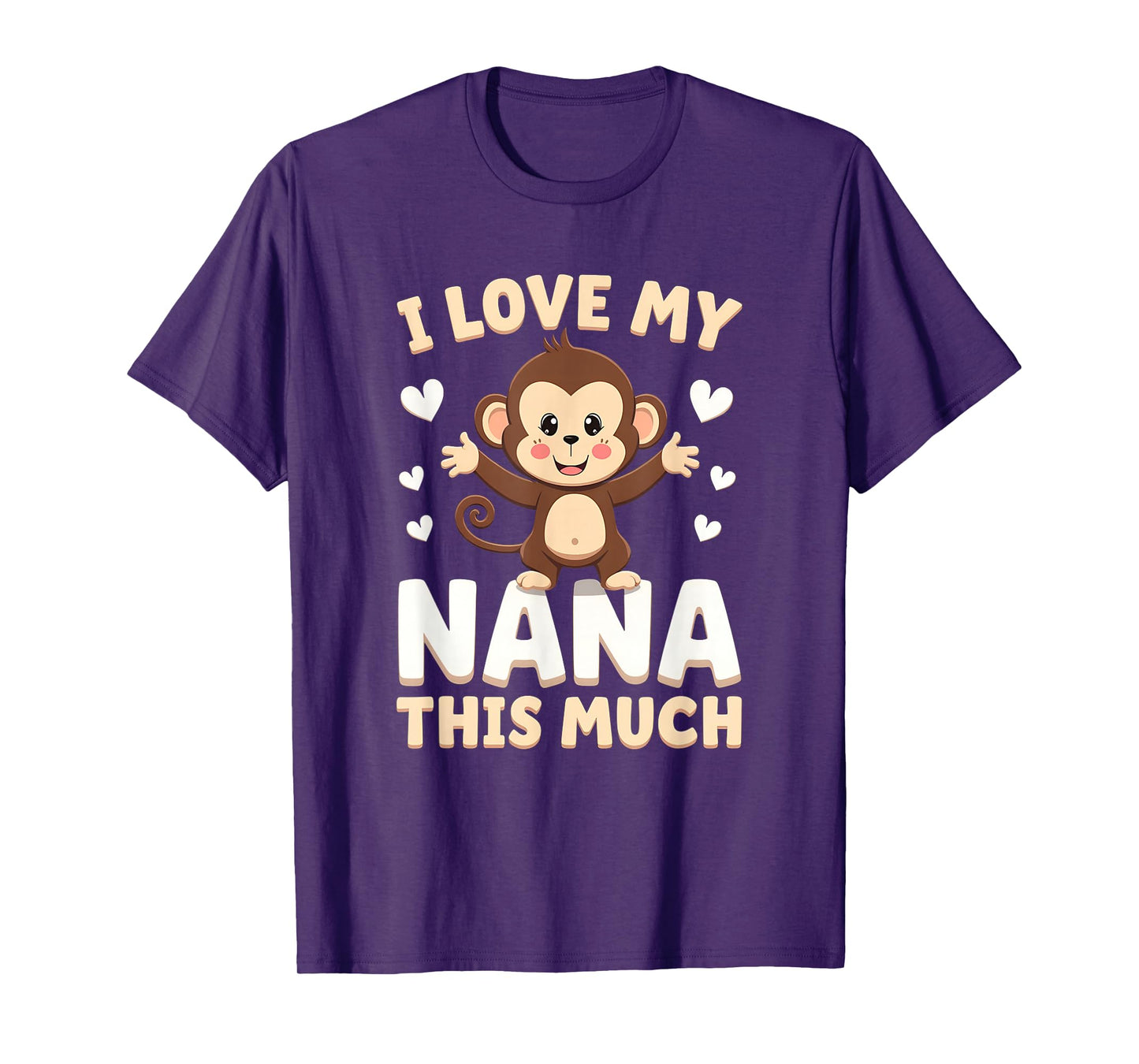 Adorable Monkey I Love My Nana This Much Design T-Shirt