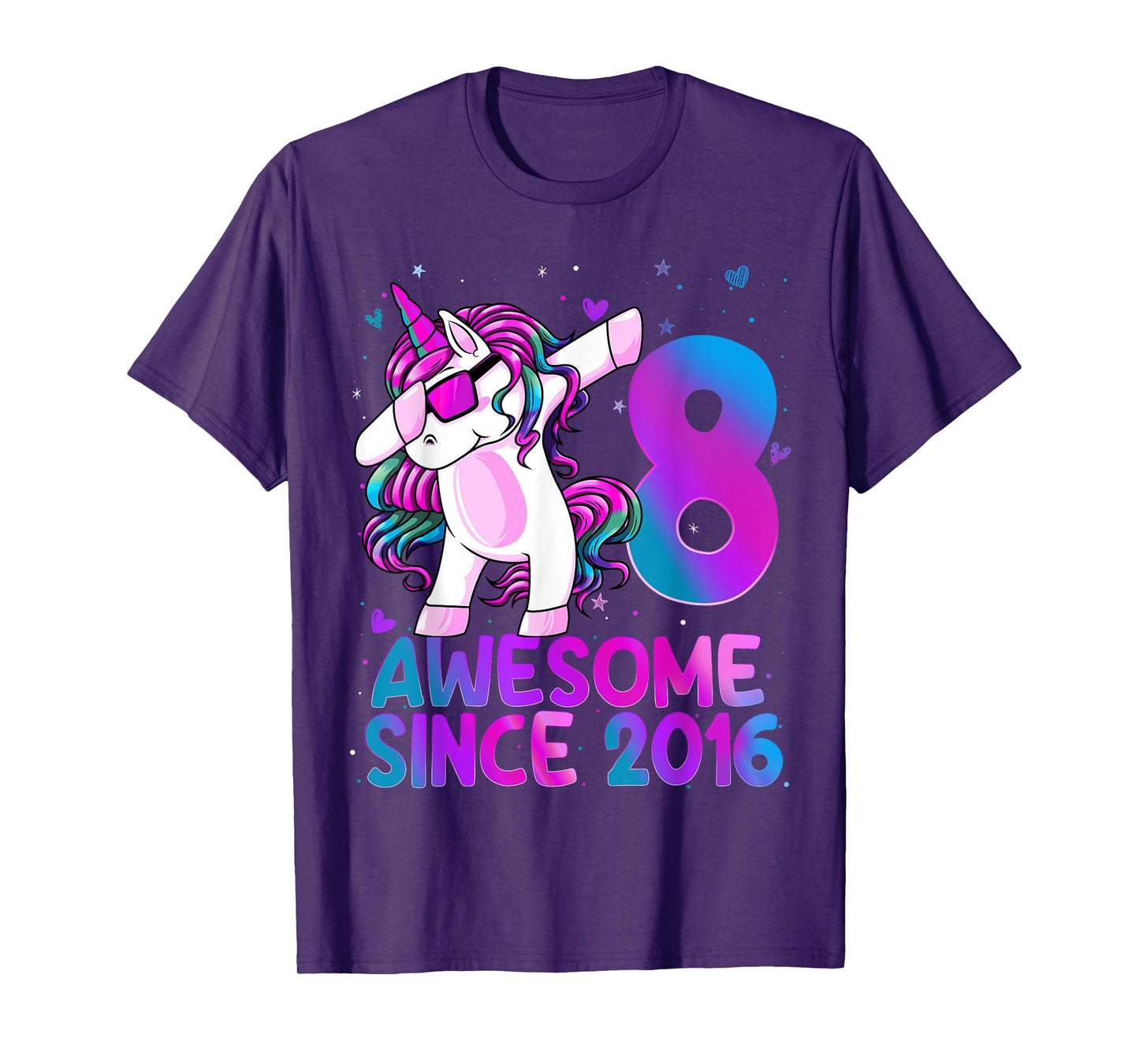 Dabbing Unicorn 8 Year Old 8th Birthday Girl Unicorn Party T-Shirt